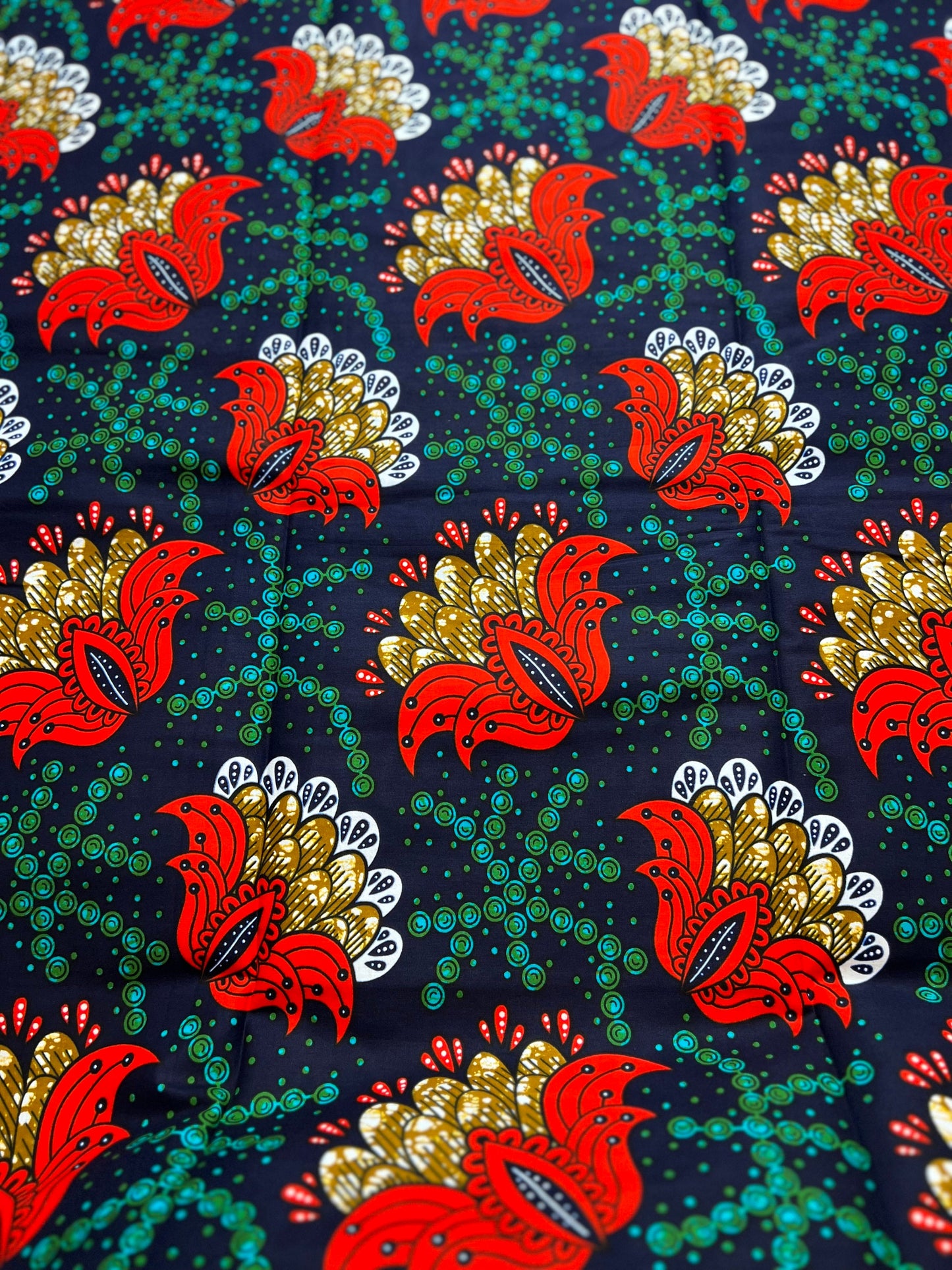 African Ankara Wax Print Fabric, 100% Cotton, 6 Yards