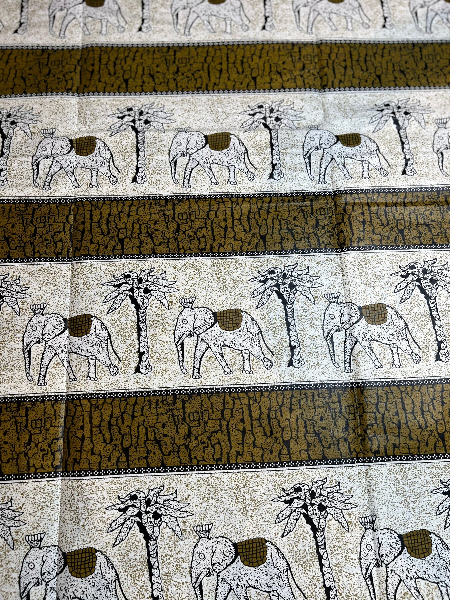 African Ankara Fabric: Tribal Elephant Print, 6 Yards