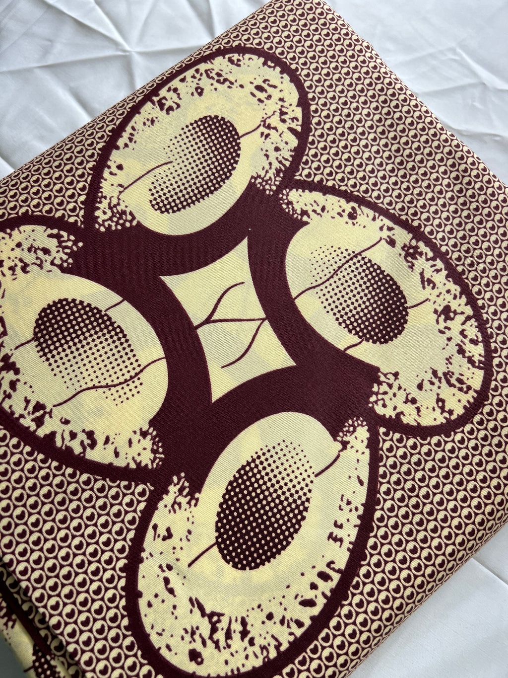 African Wax Print Fabric: Polycotton Leaf Design, 6 Yards