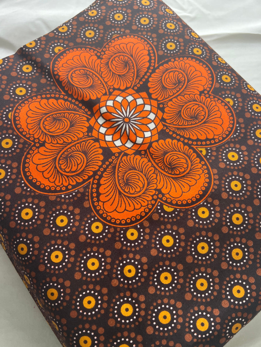 African Wax Print Fabric: Polycotton Leaf Design, 6 Yards