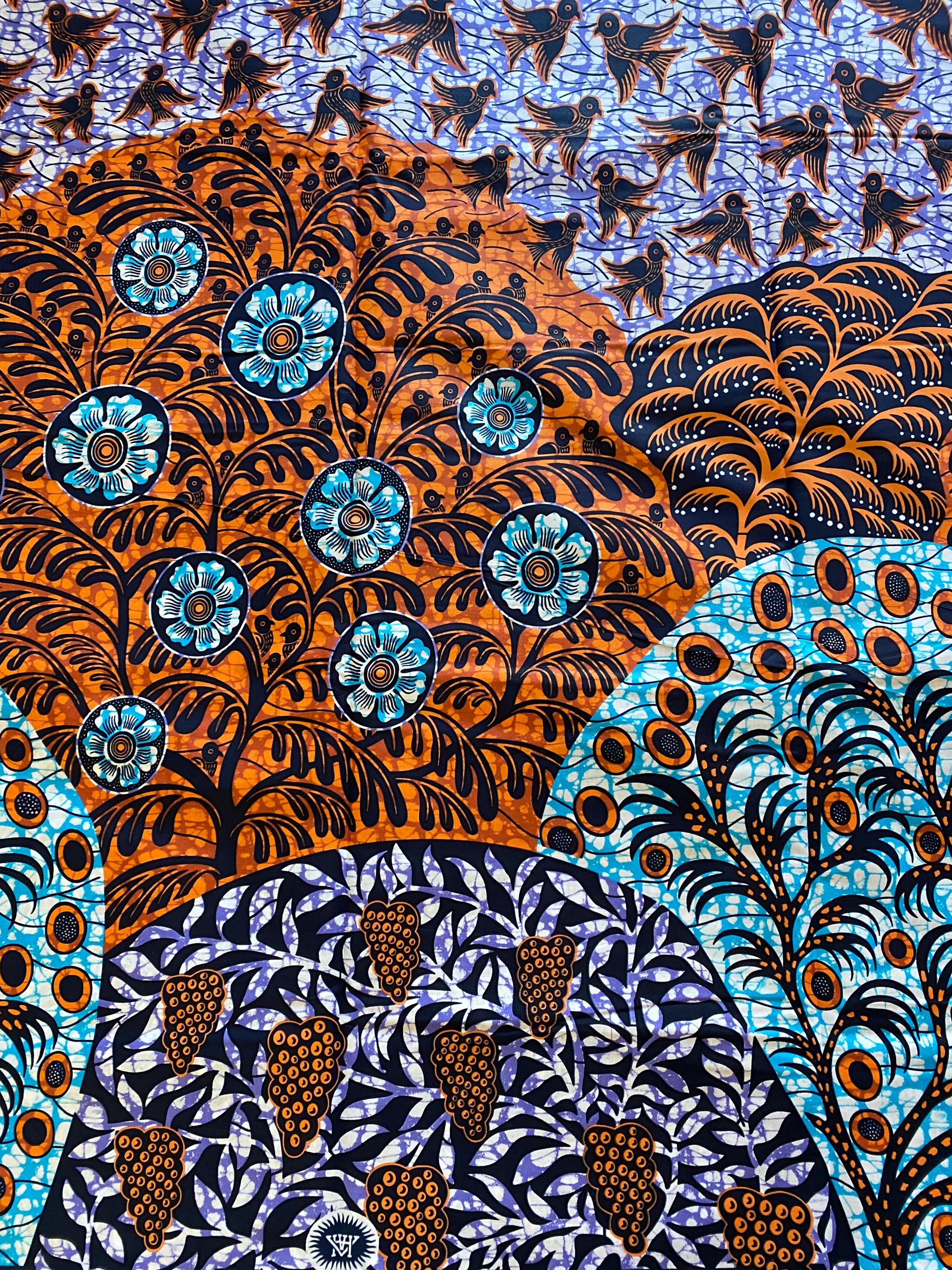 African Wax Print Fabric - 6 Yard Ankara Cotton, multicoloured design