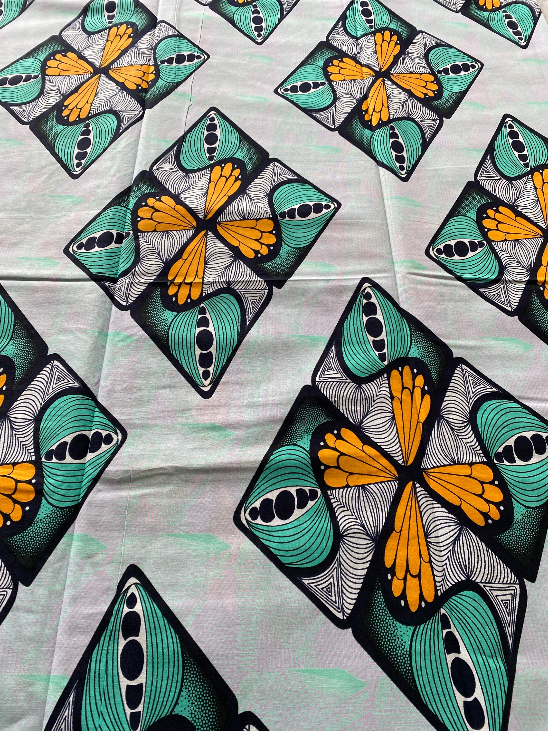 Bold Ankara African Print Fabric: 6 Yards 100% Cotton Wax Print