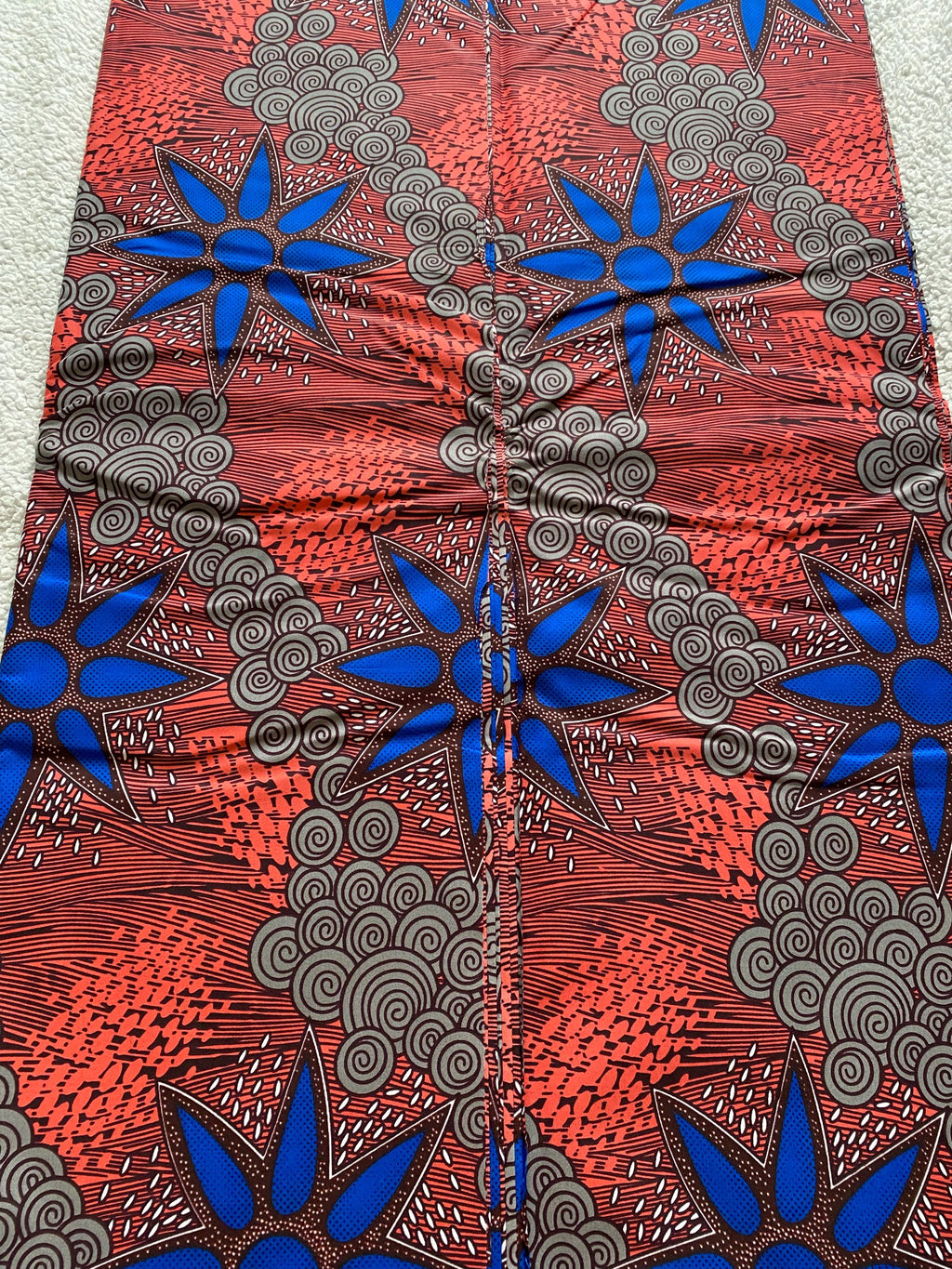 Blue Star African Wax Print Fabric: Polycotton Ankara, 6 Yards