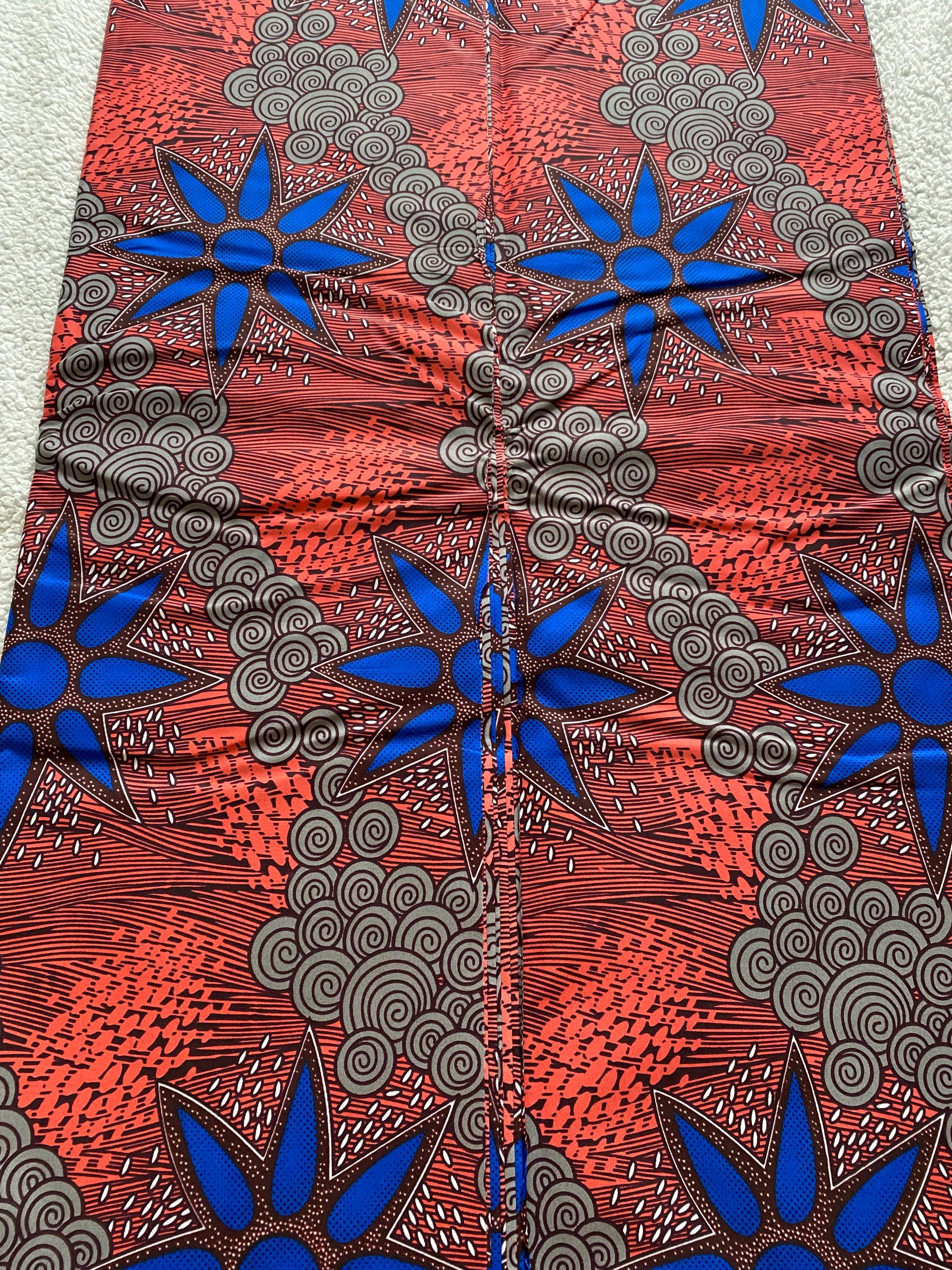 Blue Star African Wax Print Fabric: Polycotton Ankara, 6 Yards