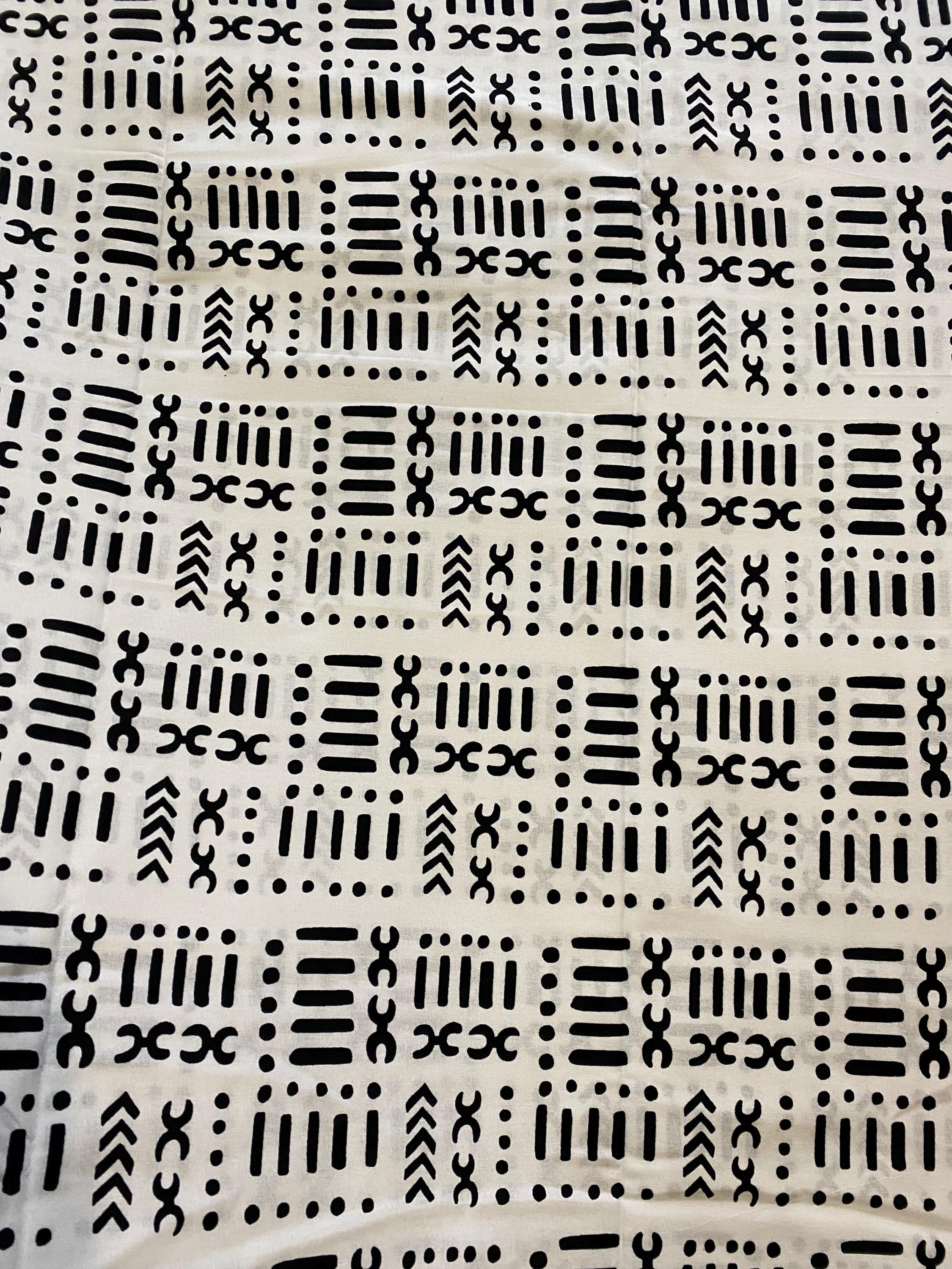 Monochrome African Wax Print Fabric, 100% Cotton 6 Yards