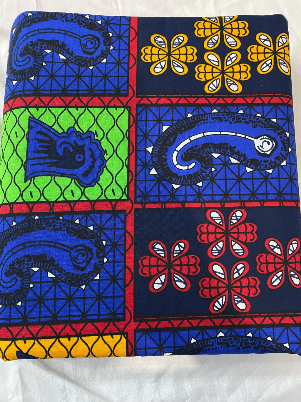 Floral African Wax Print Fabric: Multicolored Cotton Textile, 6 Yard