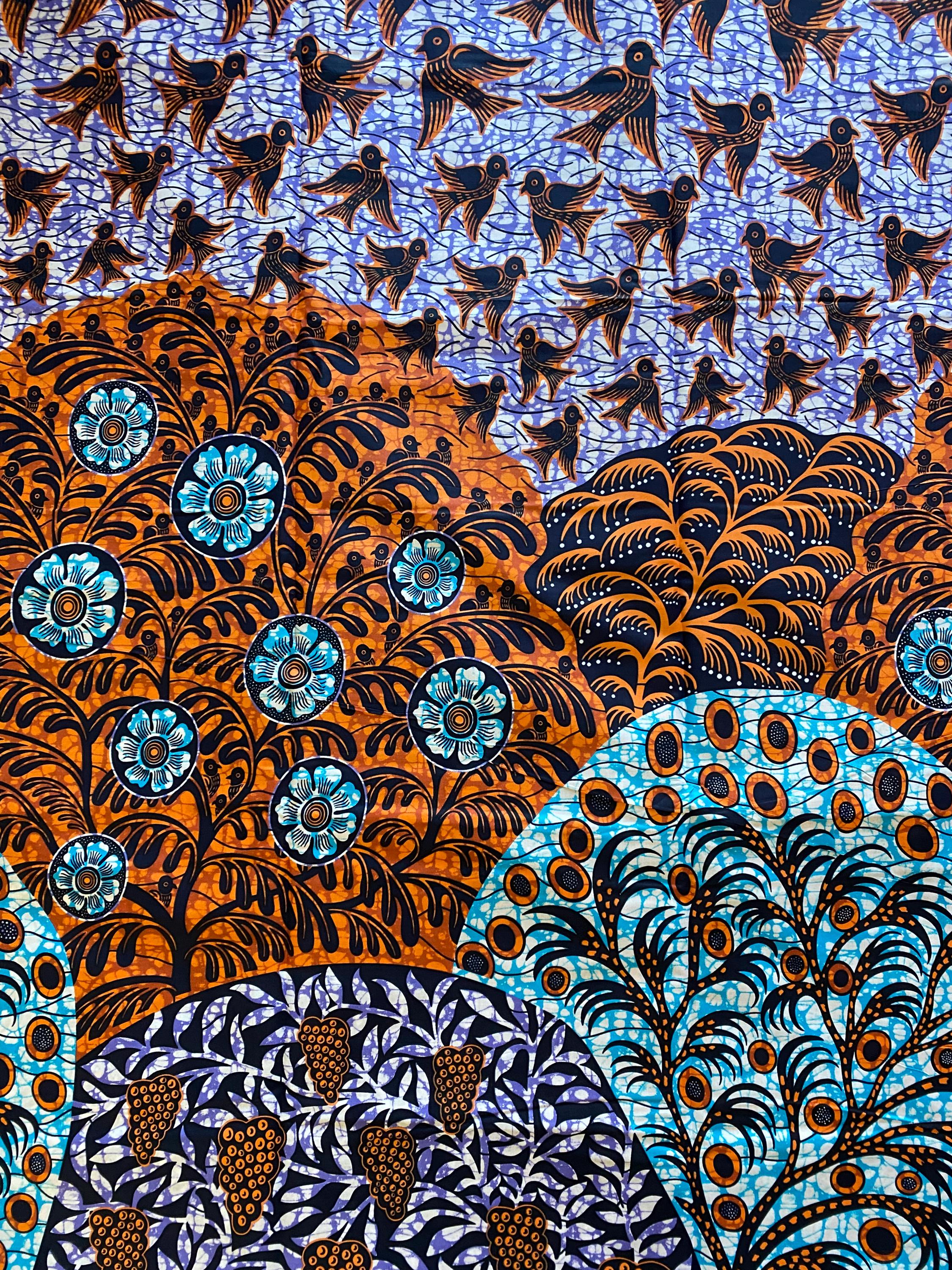 African Wax Print Fabric - 6 Yard Ankara Cotton, multicoloured design