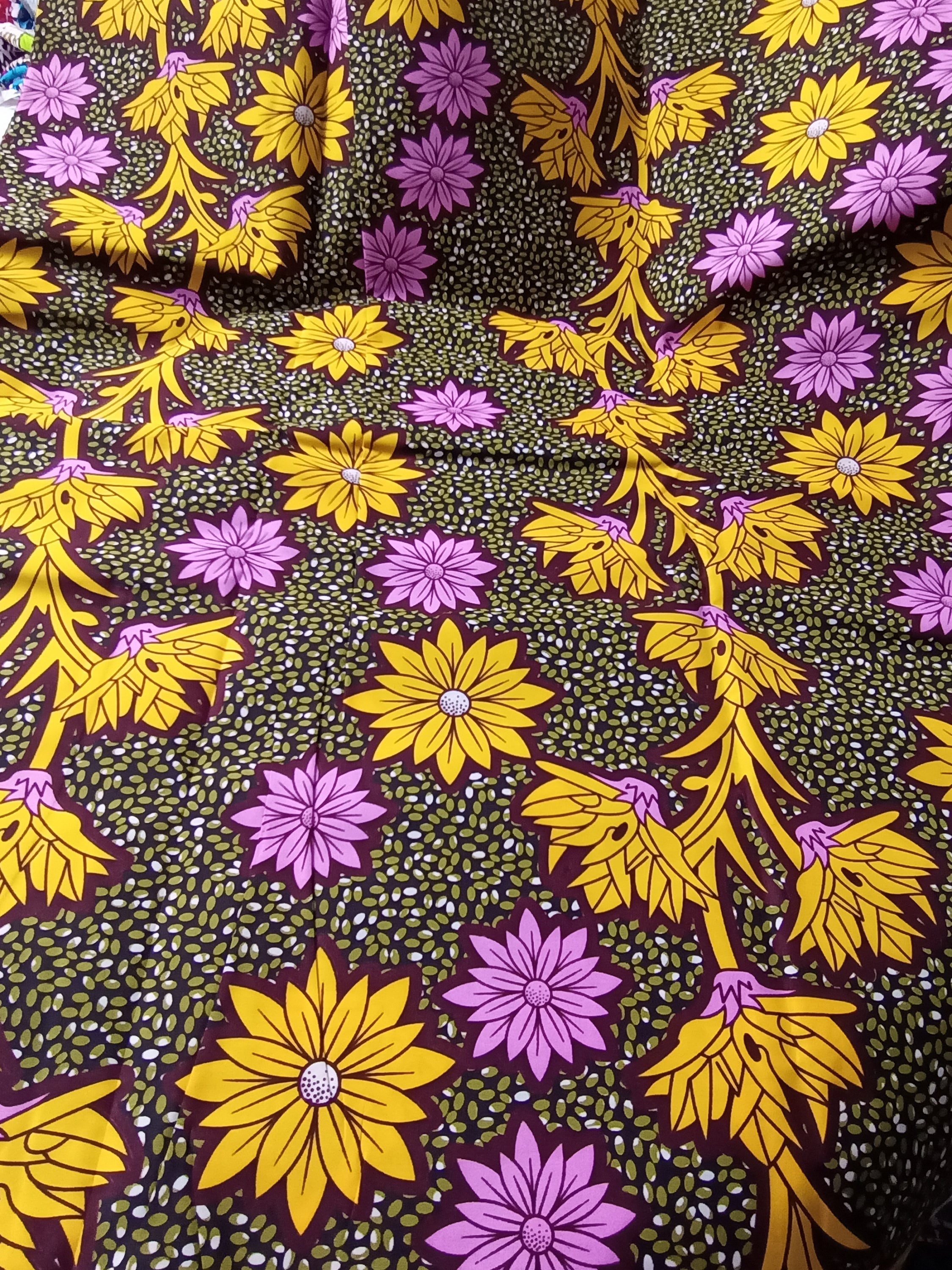 Floral Ankara Fabric: Soft Polycotton African Print, 6 Yards