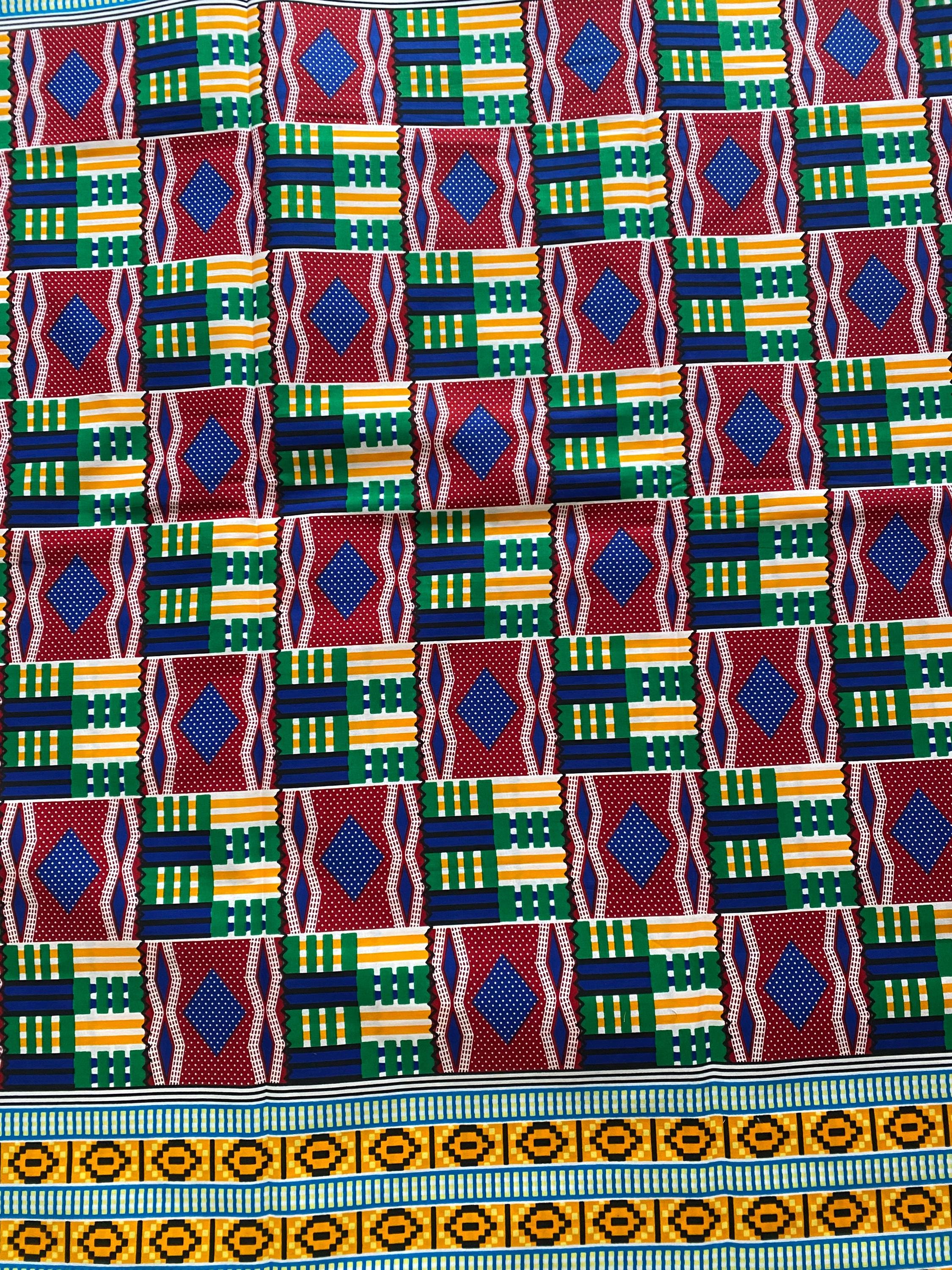 6yards Kente Genuine 100% cotton fabric  African wax