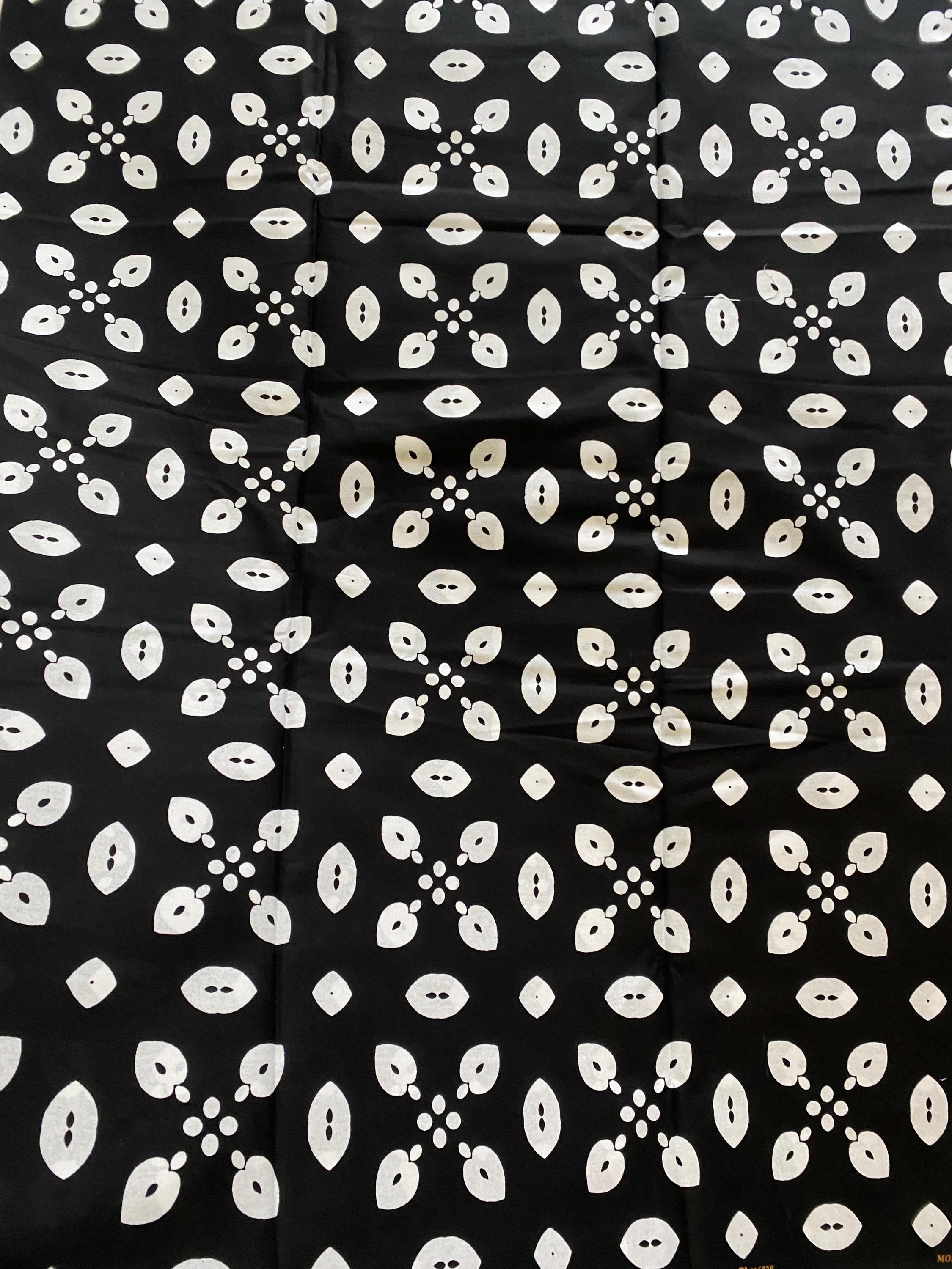 Black & White Ankara Wax Print Fabric, 6 Yards, 100% Cotton