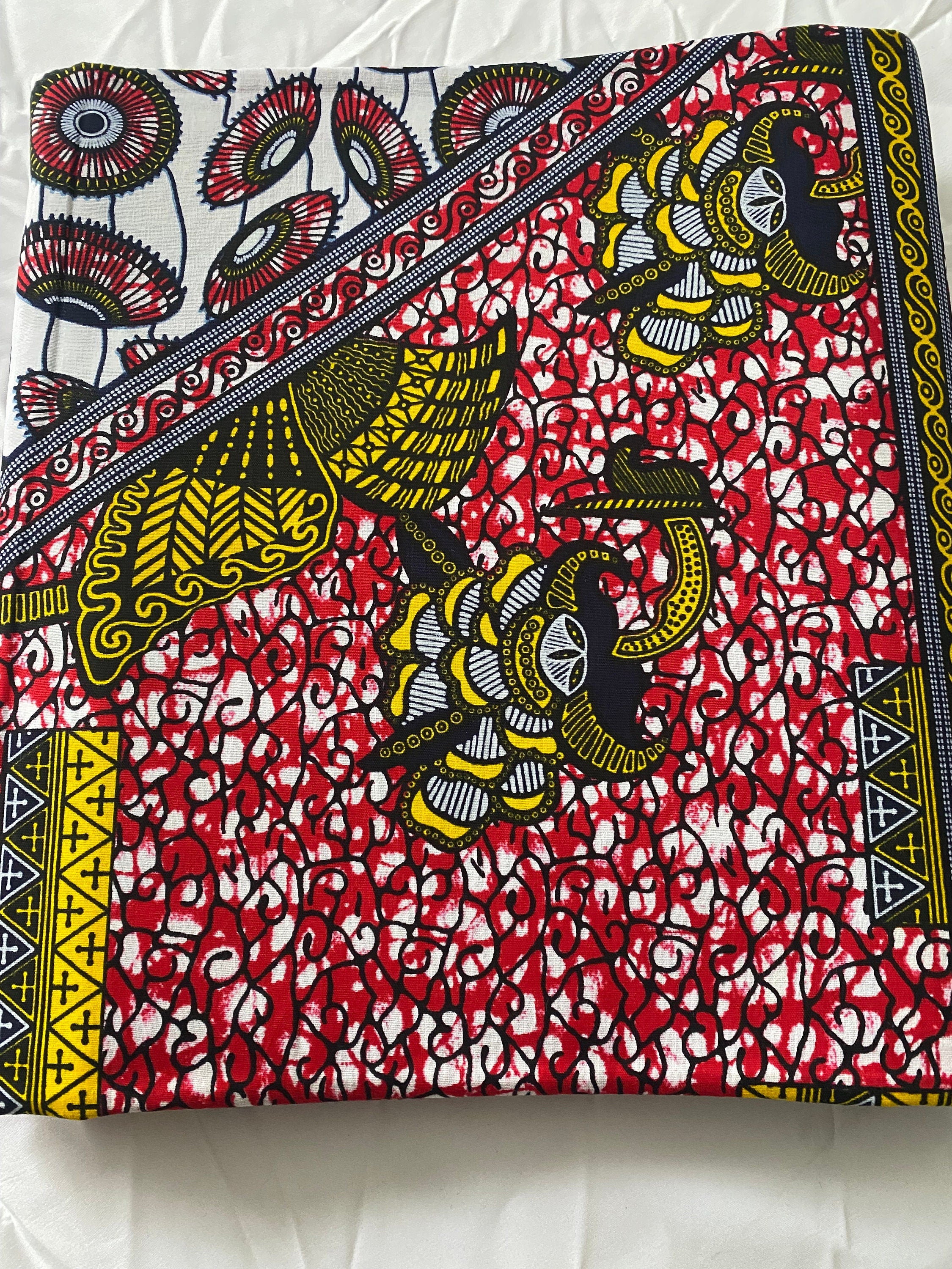 Bold Ankara African Print Fabric: 6 Yards 100% Cotton Wax Print