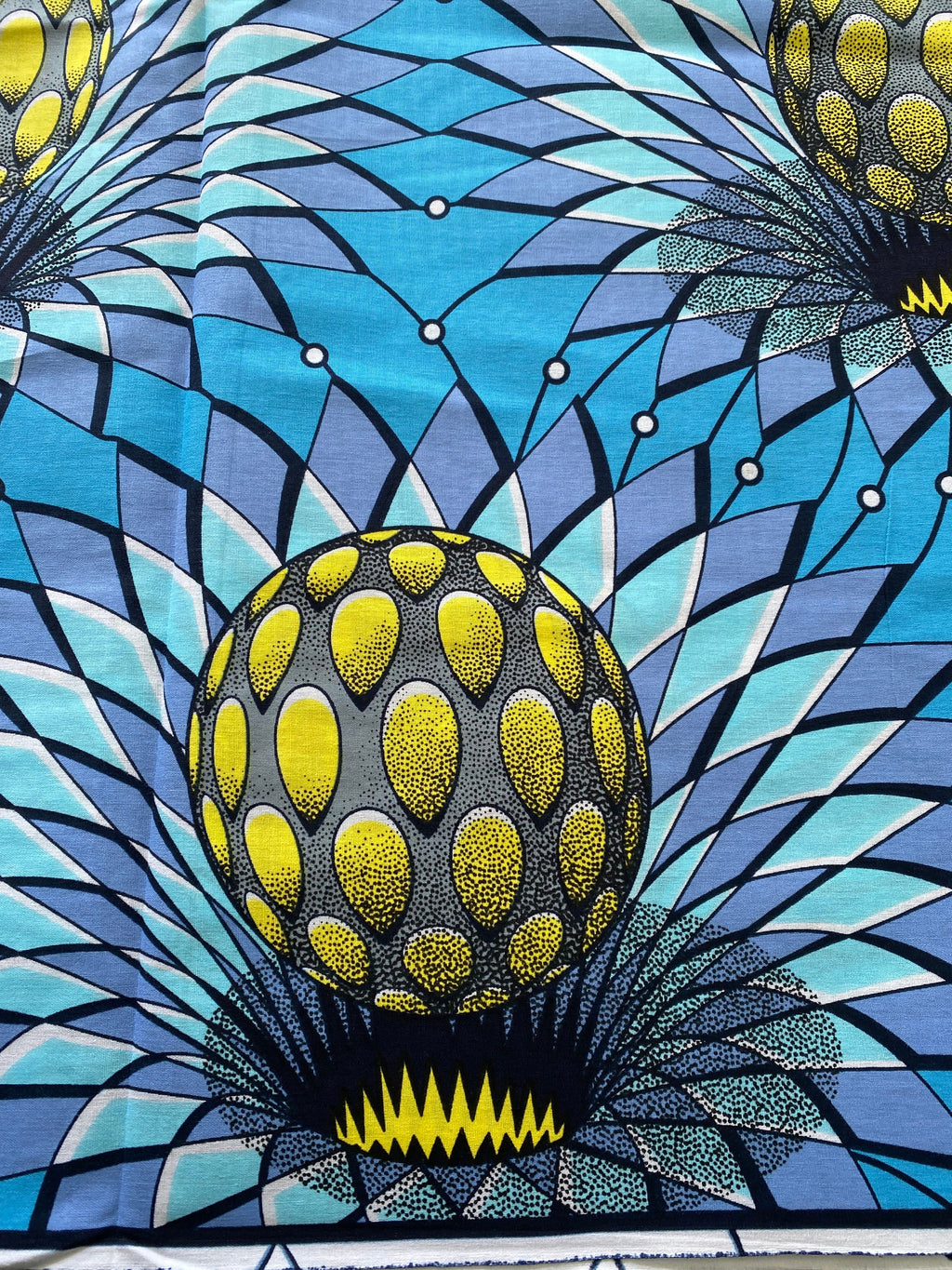 Ankara African Print Fabric: Blue Geometric Wax Cotton (6 Yards)