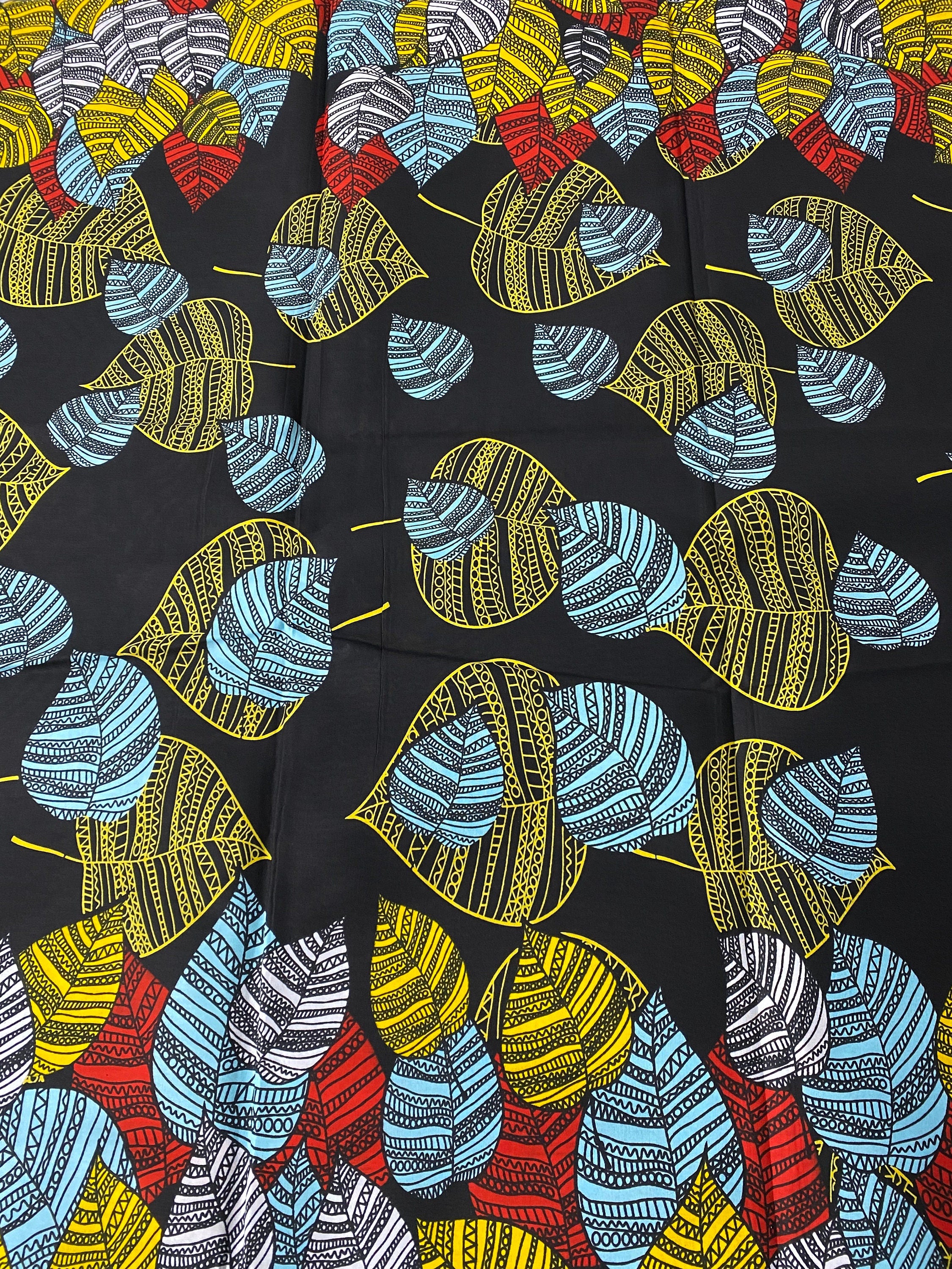 African Wax Print Fabric: Floral Ankara Cotton, 6 Yards