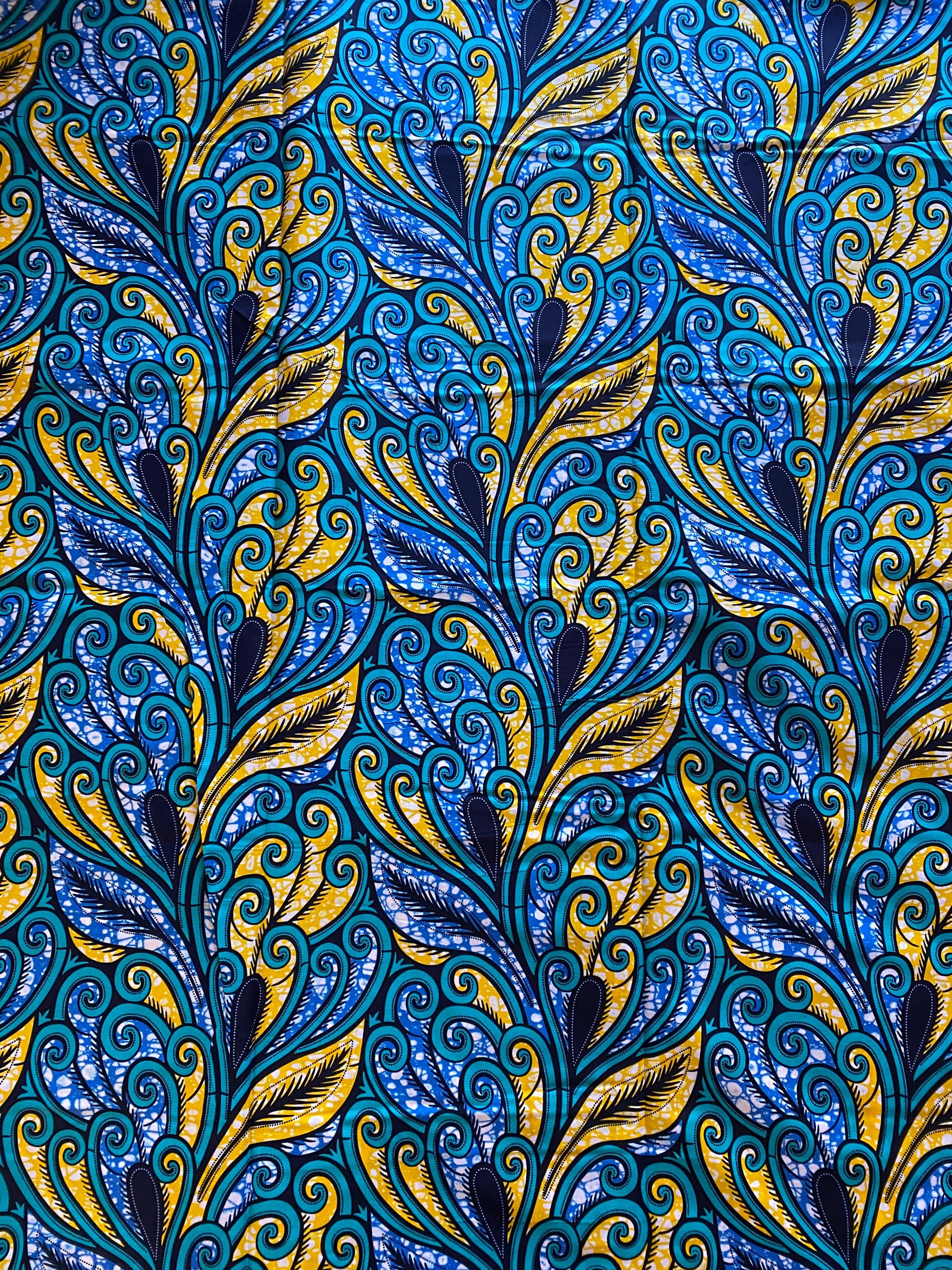 Ankara Wax Print Fabric, Exclusive African Cotton, 6 Yards