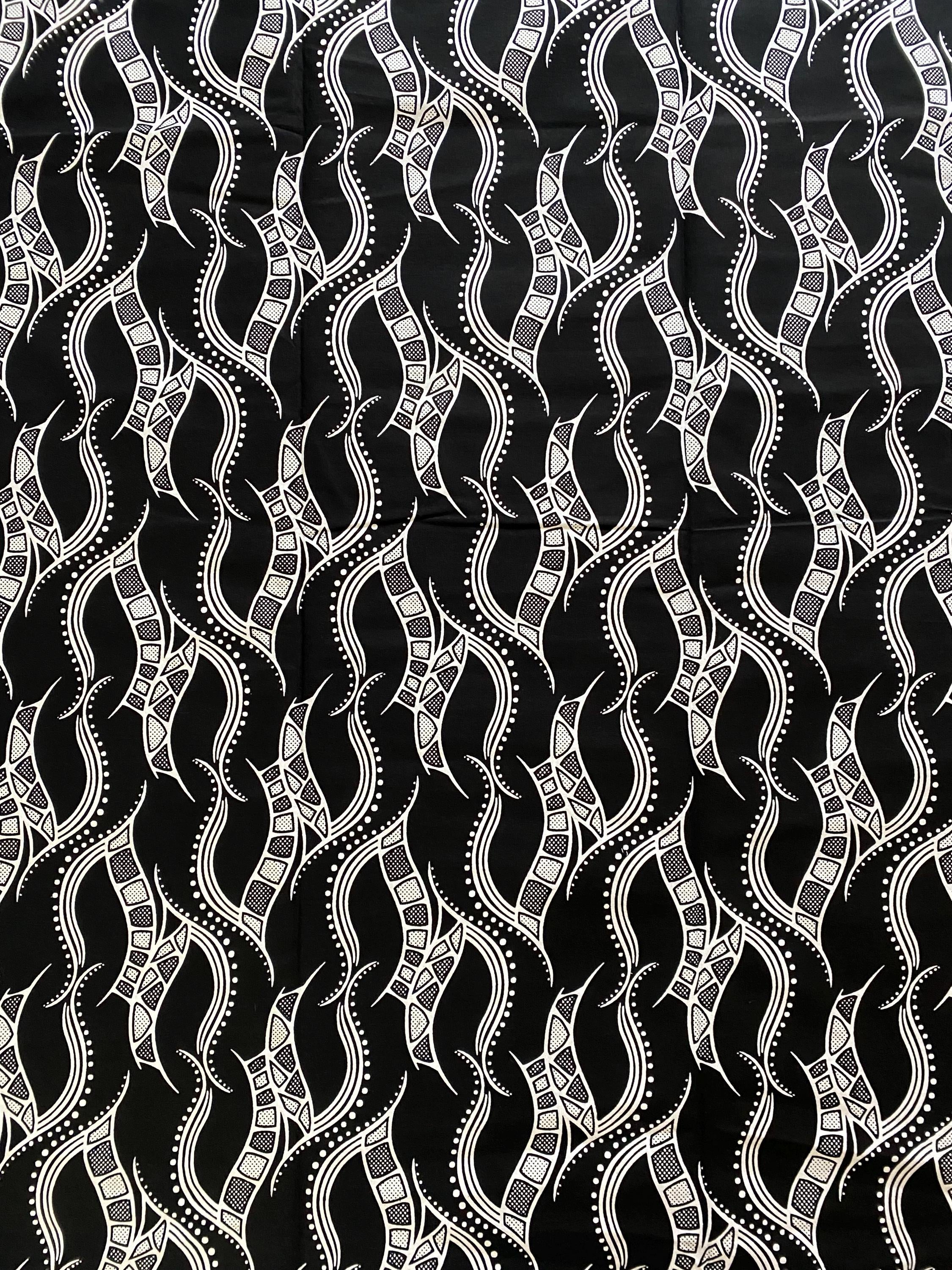 Black & White African Wax Print Fabric – Ankara Cotton, 6 Yards