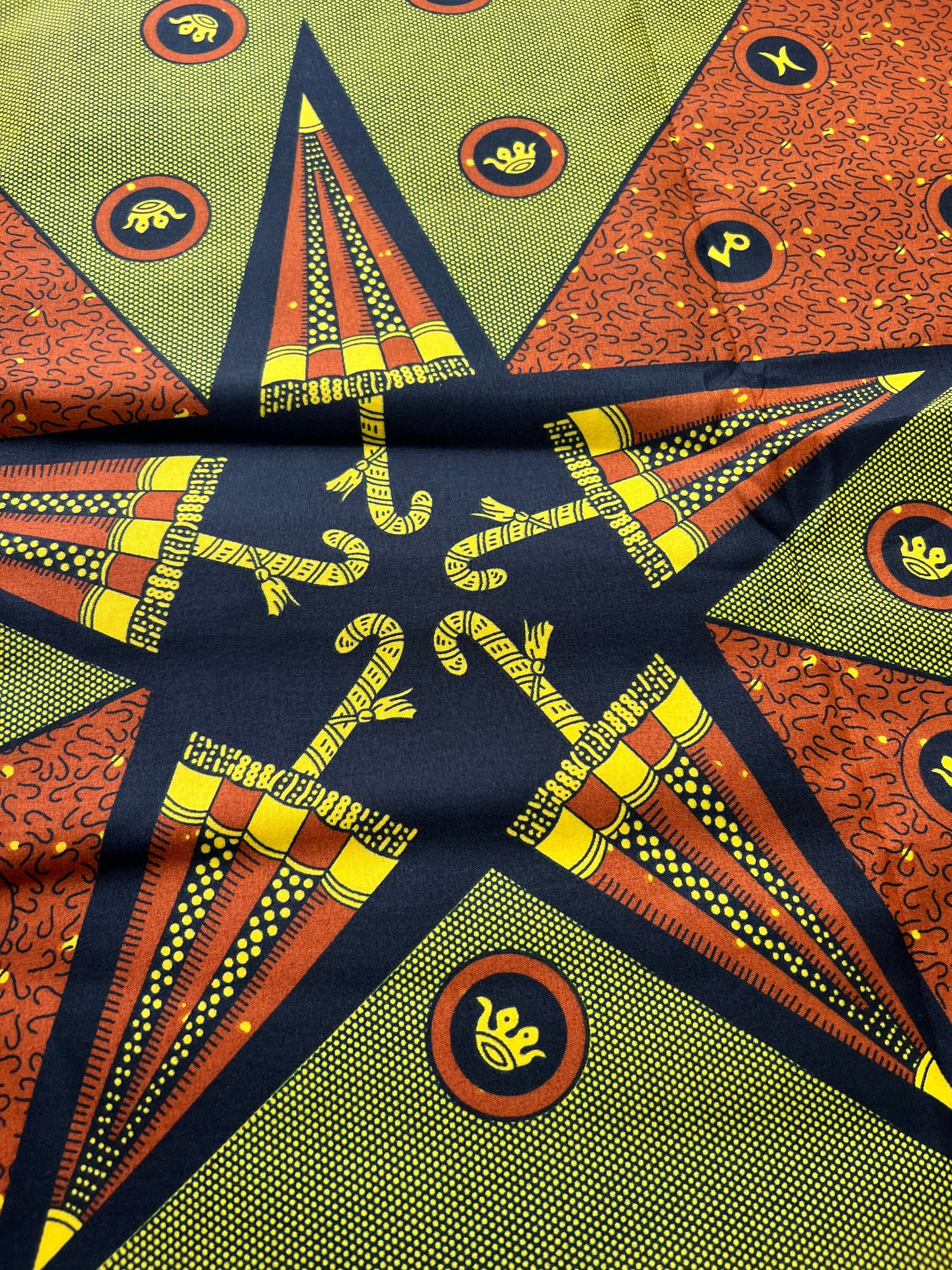 Double Sided Ankara Fabric: Colorful African Print, 6 Yards