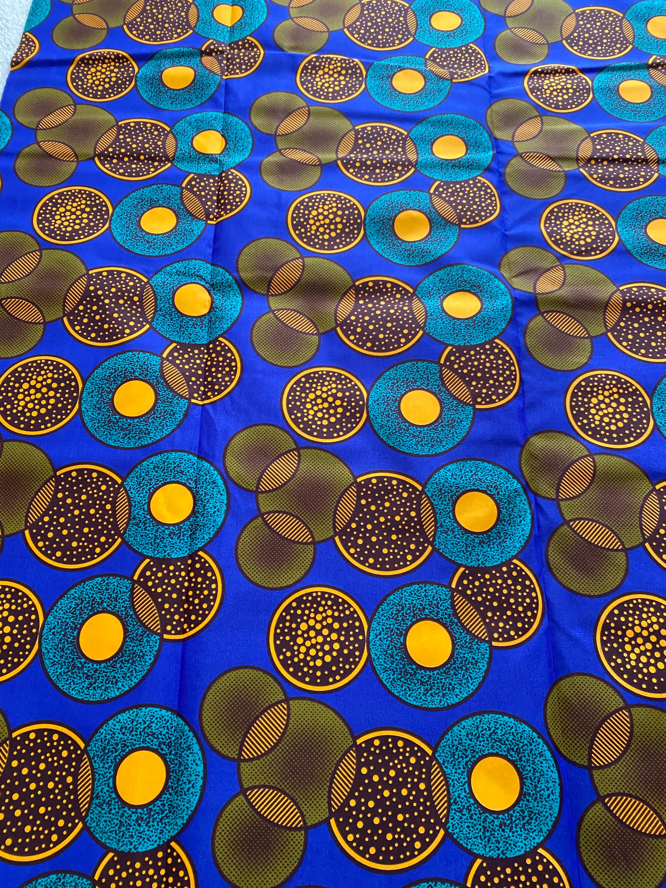 Ankara African Fabric, 6 Yards Polycotton, Circle Print