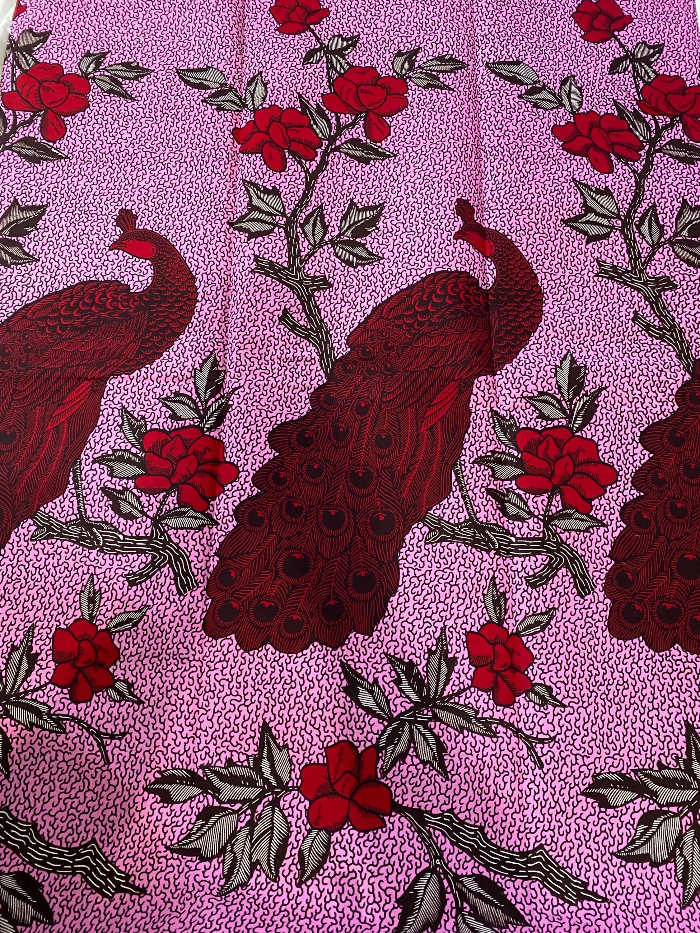 Floral African Wax Print Fabric: Yellow & Cream Ankara Cotton, 6 Yards