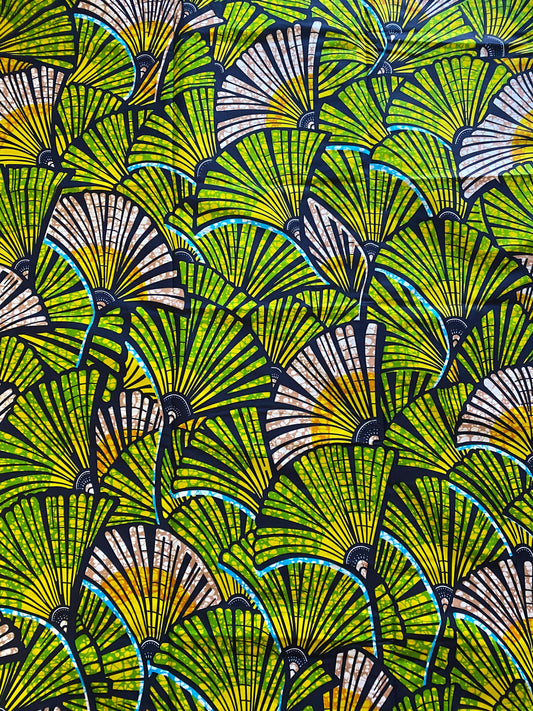 African Wax Print Fabric - Green Ankara Cotton, 6 Yards