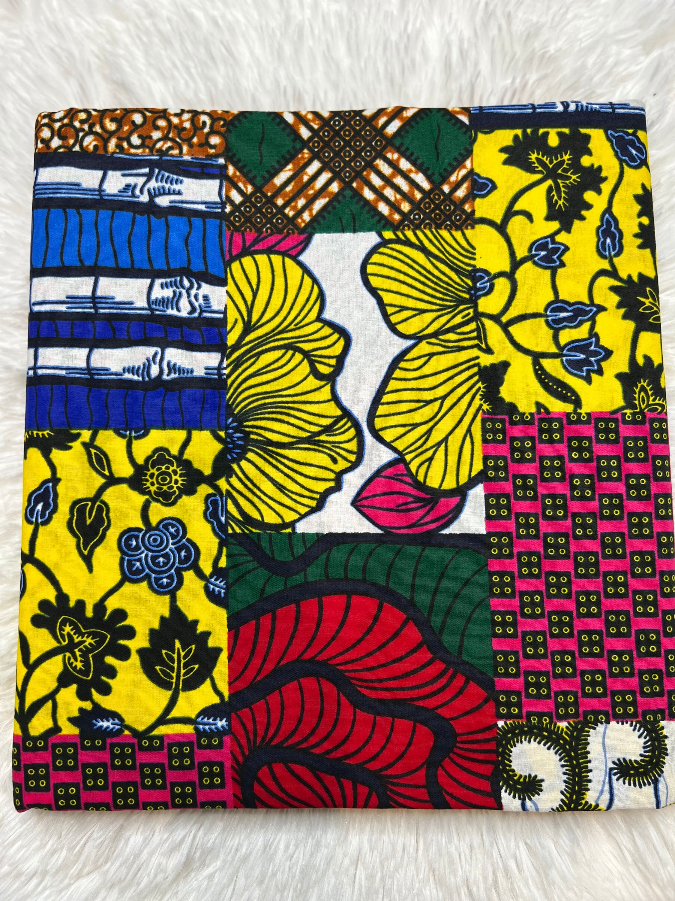 Multicoloured African Wax Print Fabric: 6 Yard Cotton Textile