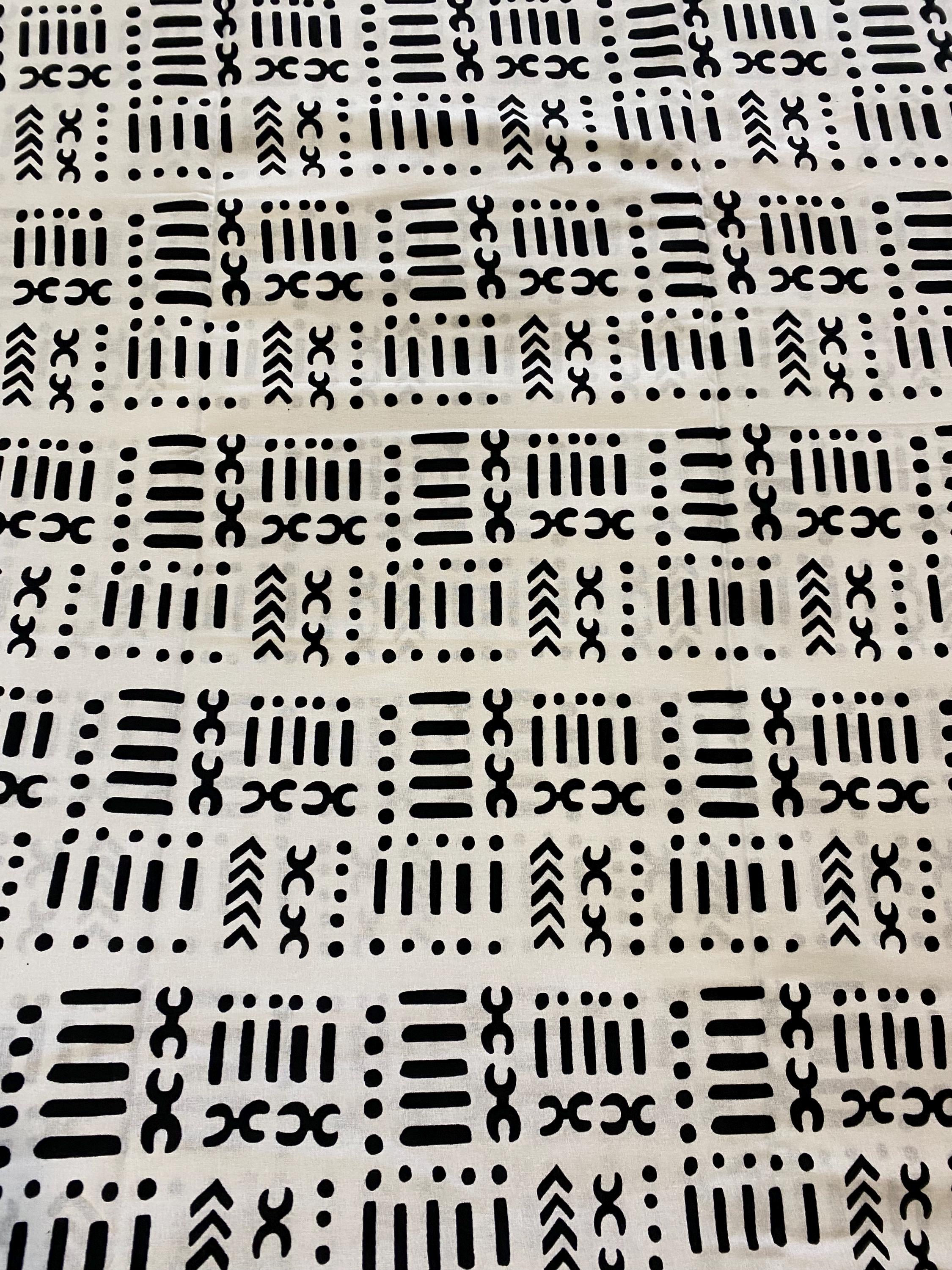 Monochrome African Wax Print Fabric, 100% Cotton 6 Yards