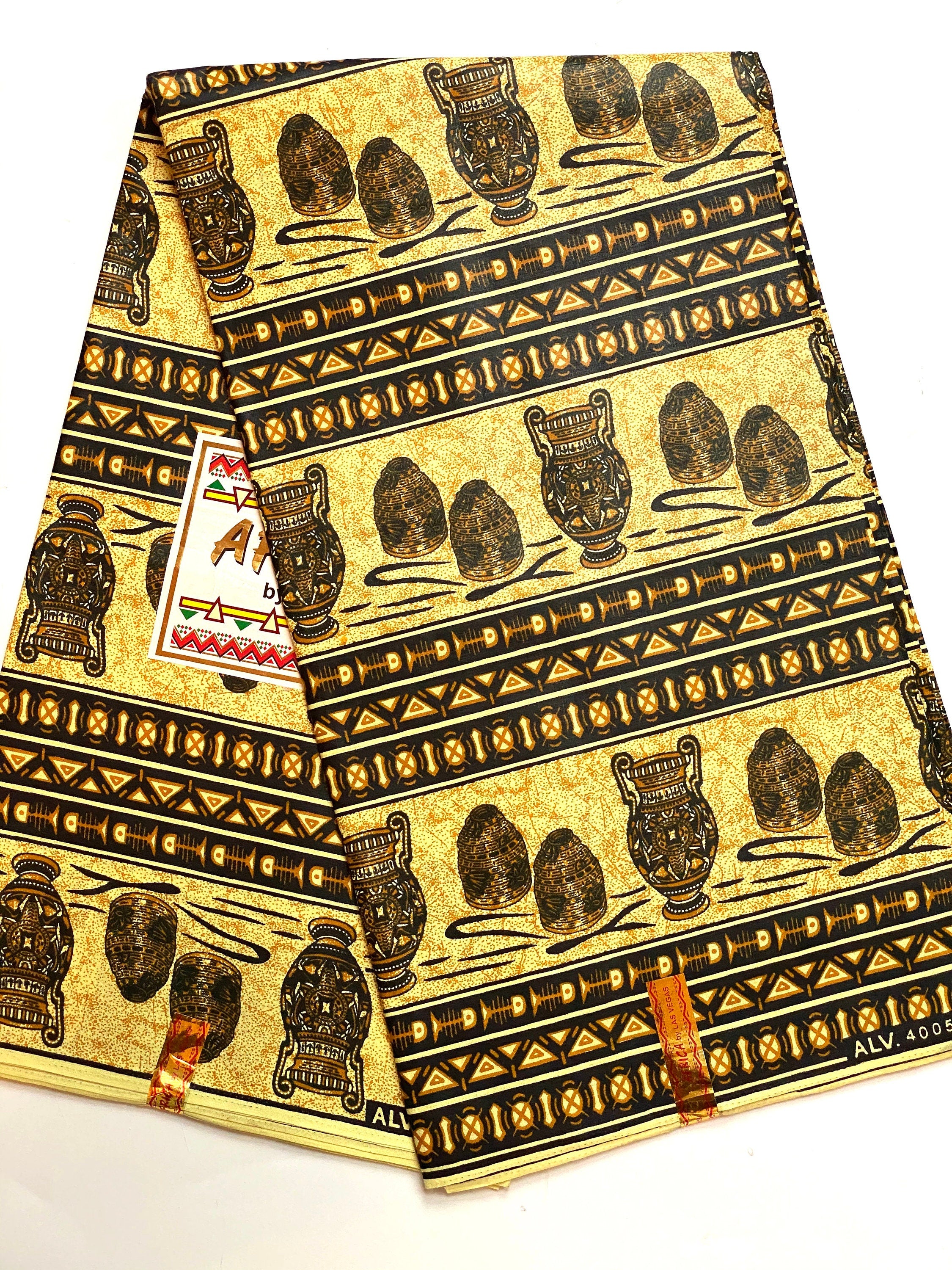 African Ankara Fabric: Tribal Ethnic Print, 6 Yards