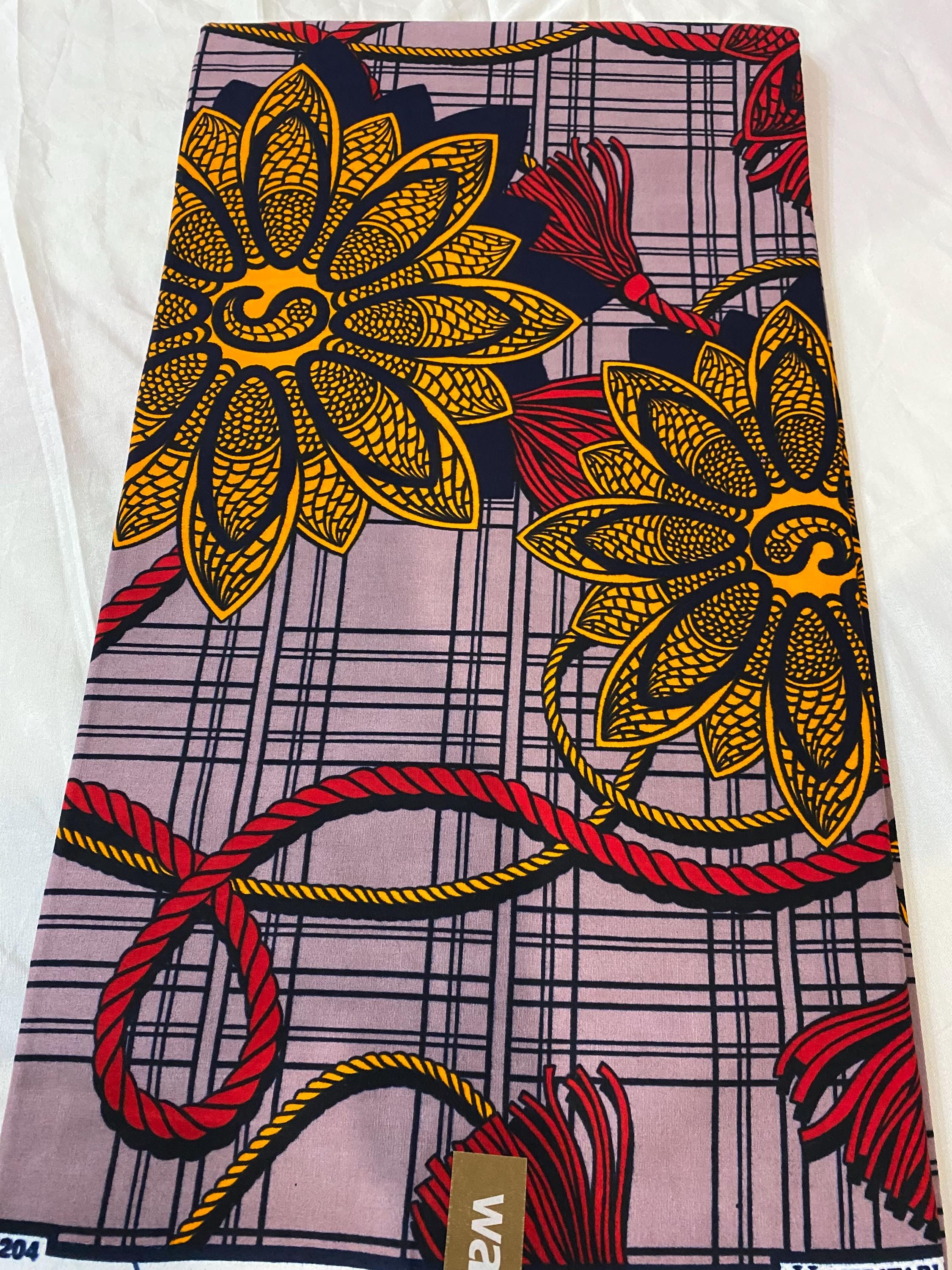 African Wax Print Fabric: Floral Ankara Cotton, 6 Yards
