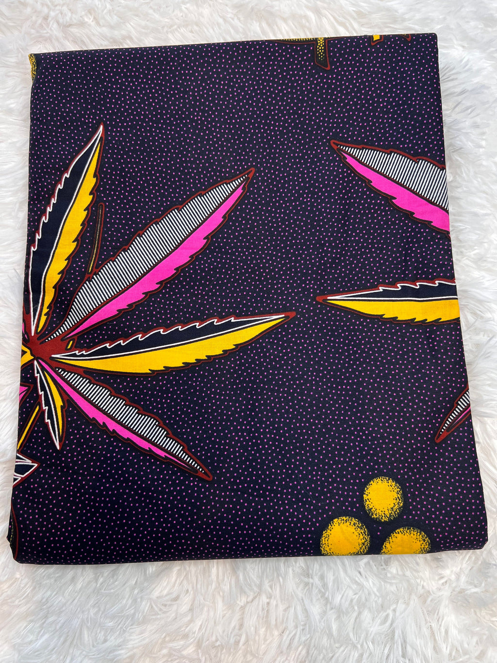 Floral African Wax Print Fabric: Blue Cotton Textile, 6 Yards