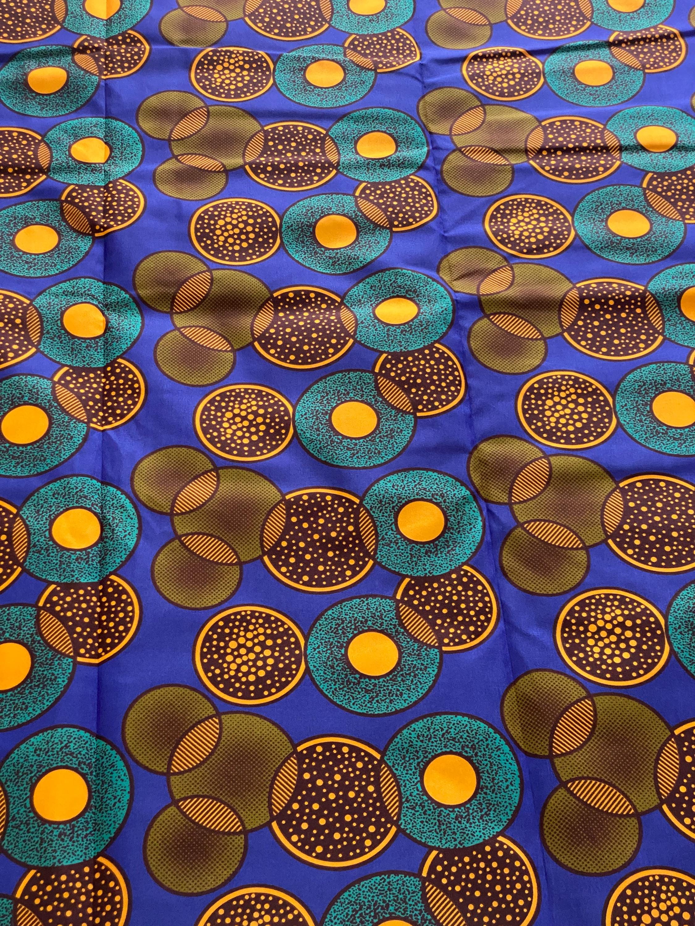 Ankara African Fabric, 6 Yards Polycotton, Circle Print
