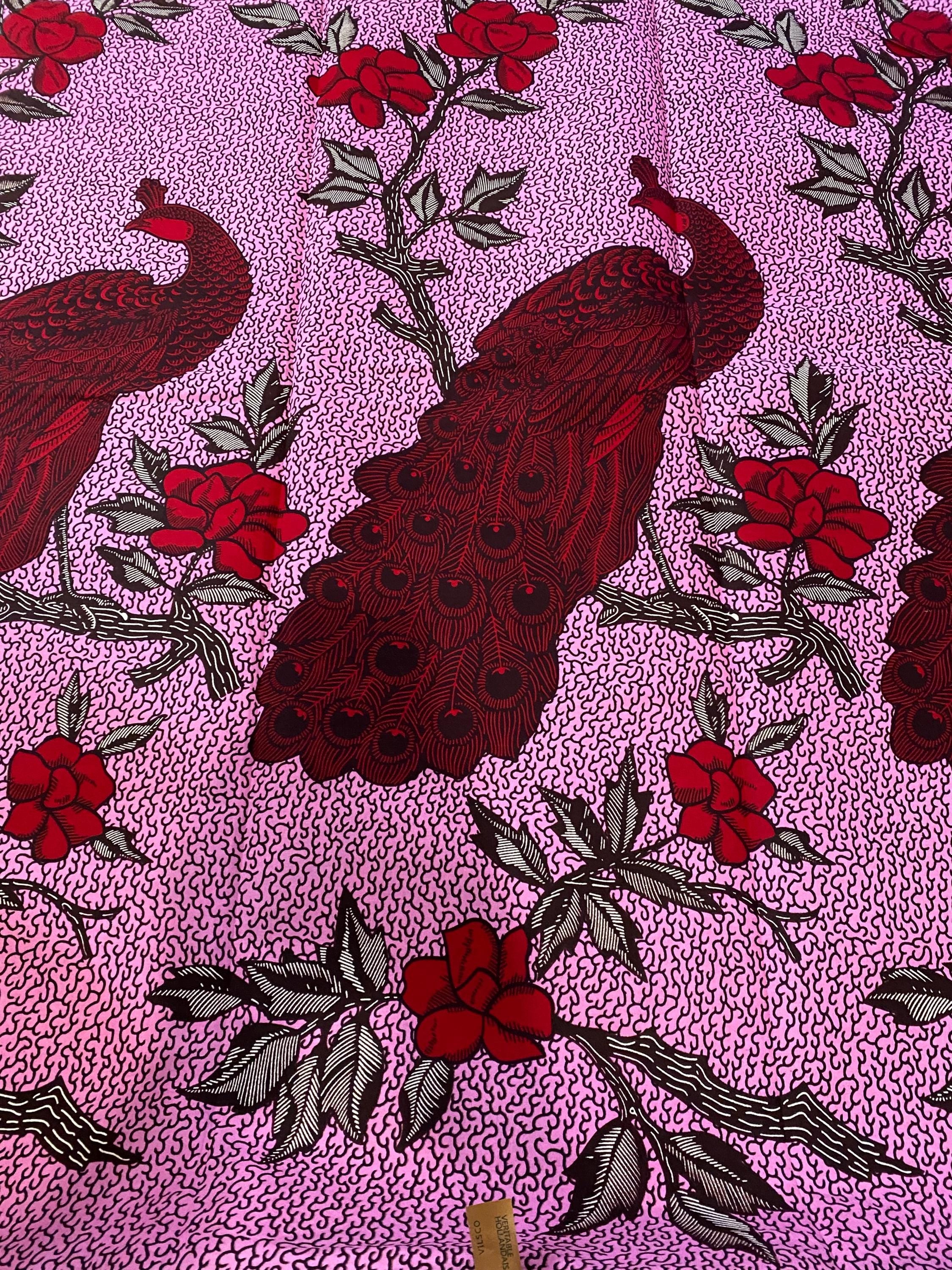 Floral African Wax Print Fabric: Yellow & Cream Ankara Cotton, 6 Yards