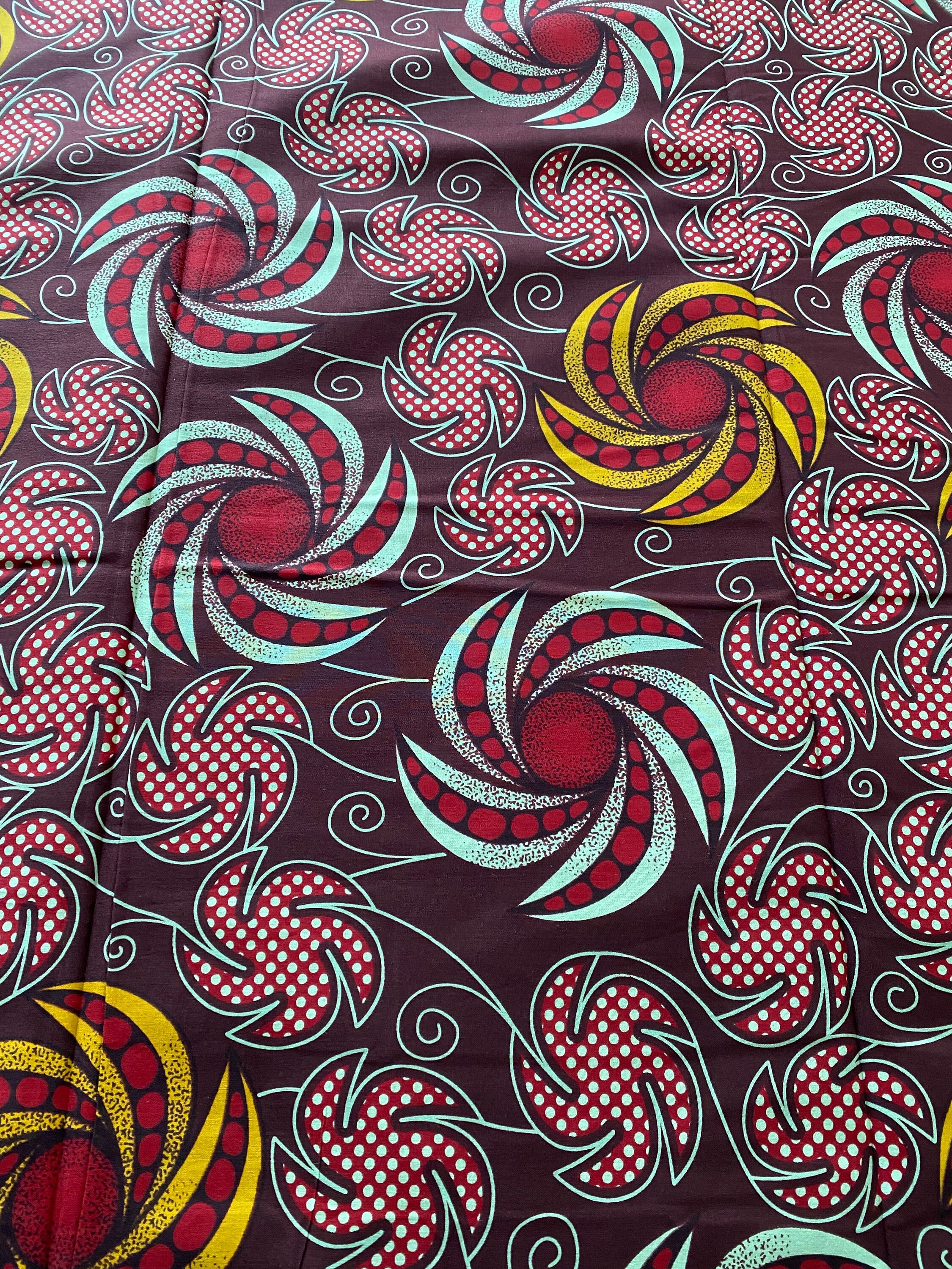 Bold Ankara African Print Fabric: 6 Yards 100% Cotton Wax Print