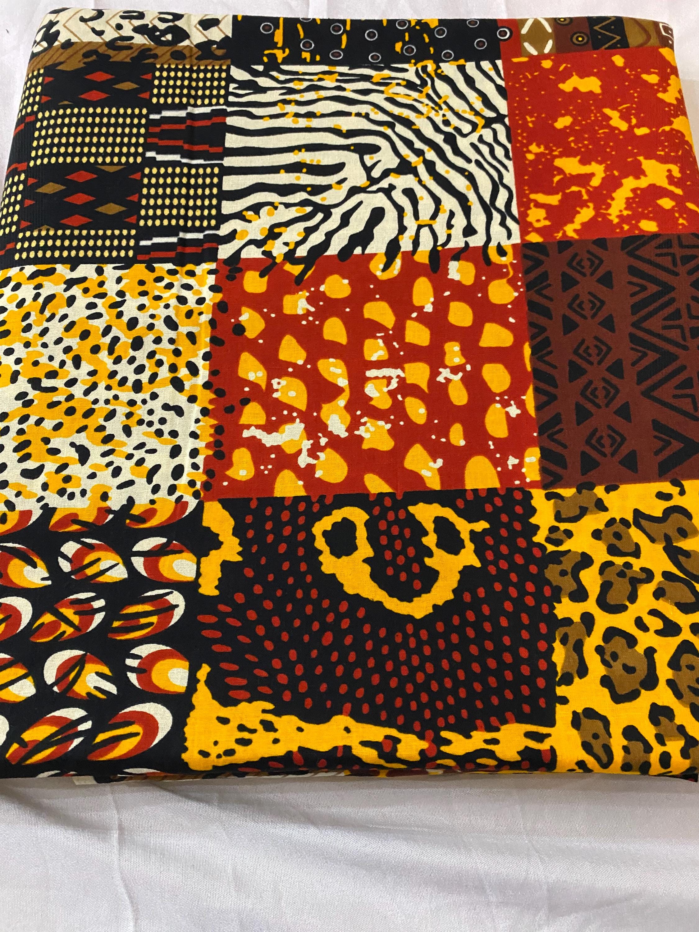 6 Yards 100% Cotton Ankara Wax Print Fabric African Print for Dressmaking, Quilting & Home Décor