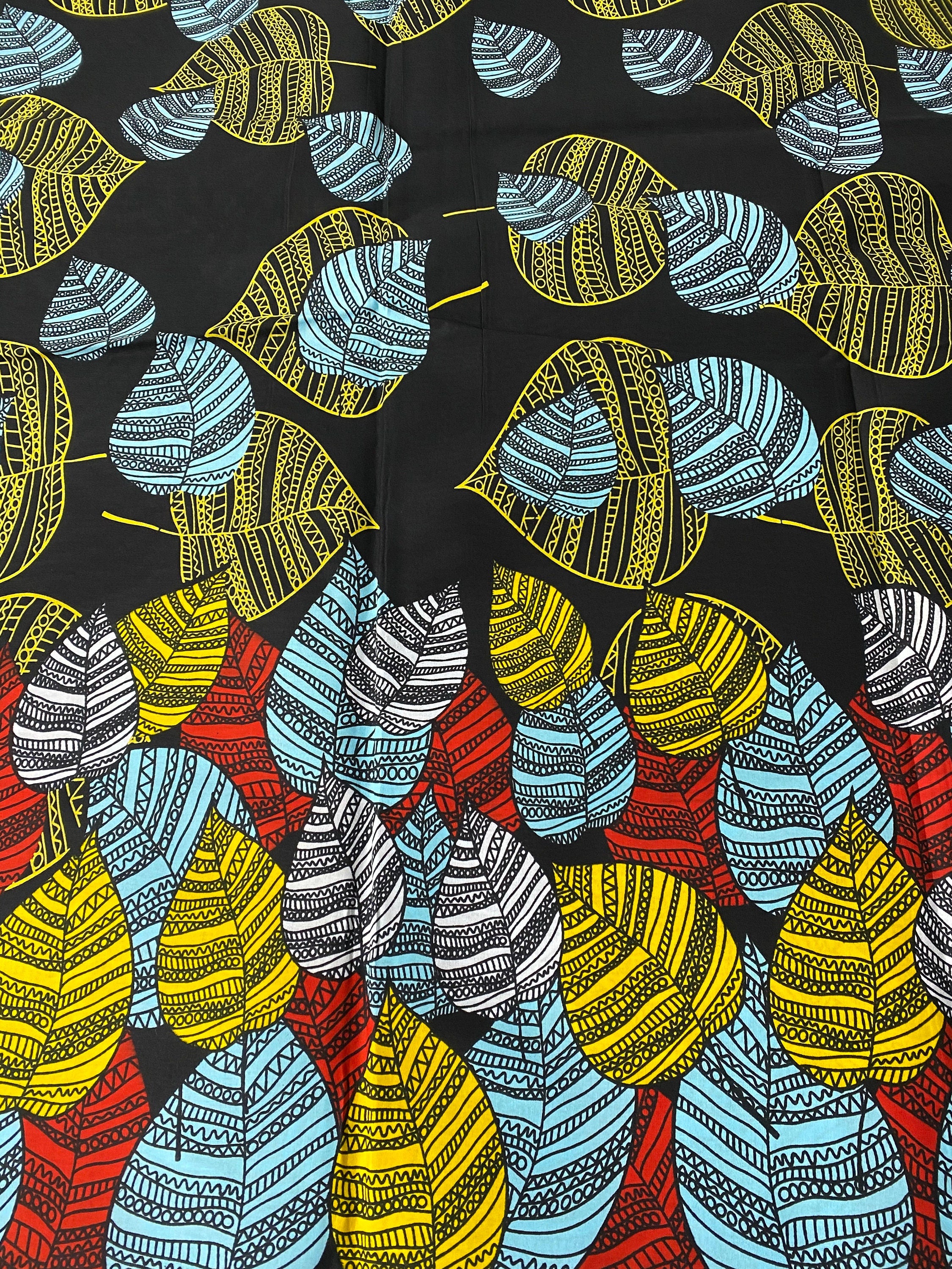 African Wax Print Fabric: Floral Ankara Cotton, 6 Yards