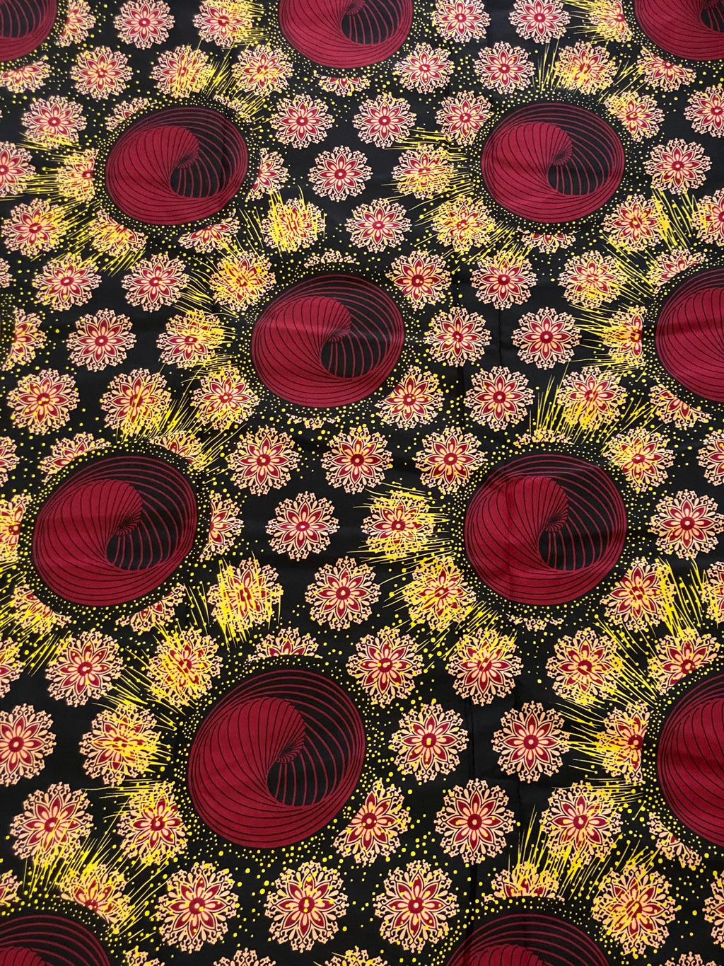 Ankara Fabric, Red Floral African Print, 6 Yards