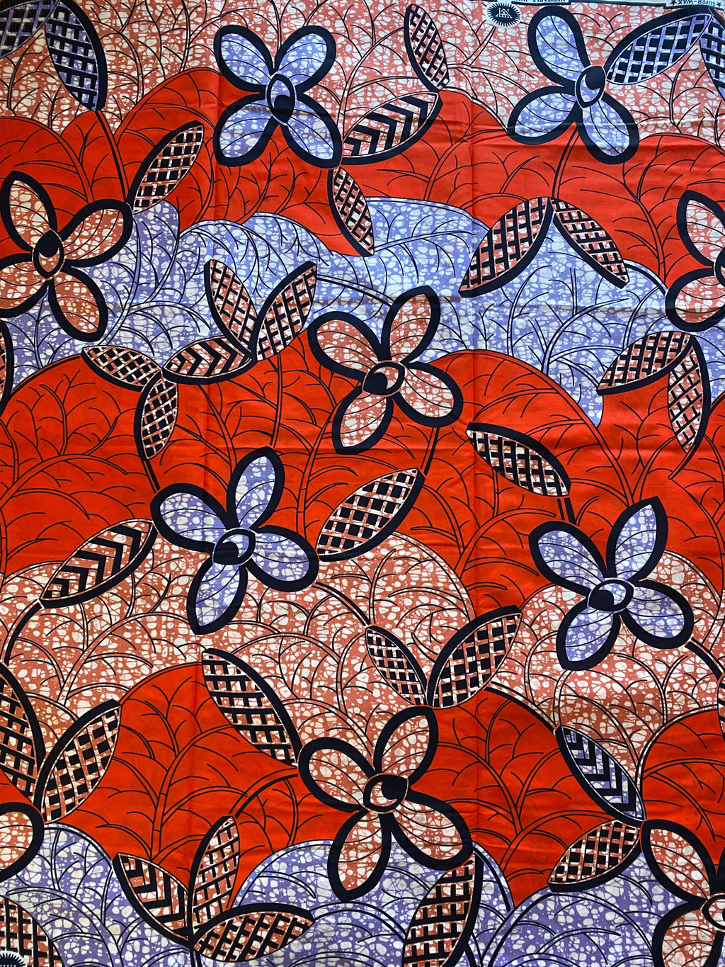 Multicoloured African Wax Print Fabric, 6 Yard Cotton Ankara Textile