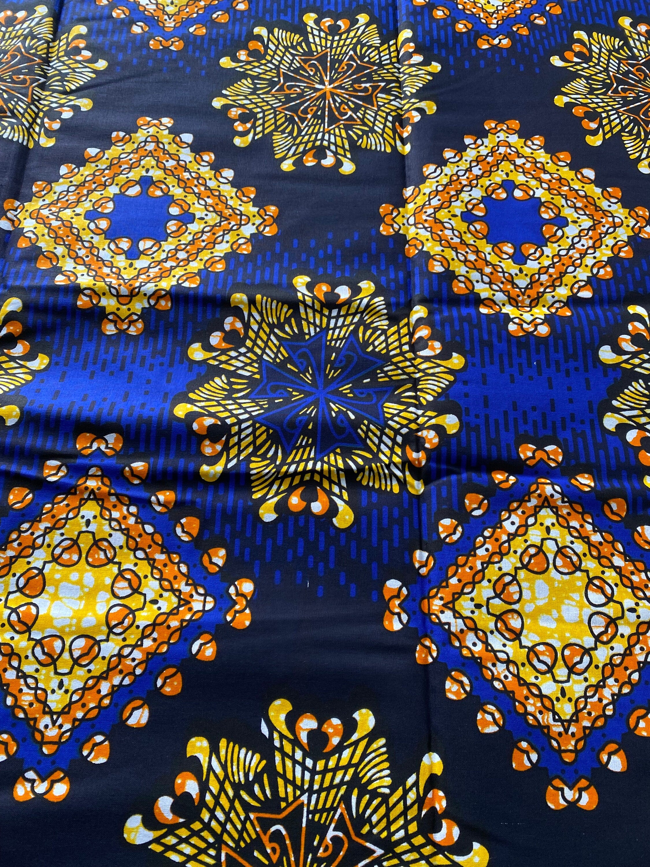 Bold Ankara African Print Fabric: 6 Yards 100% Cotton Wax Print
