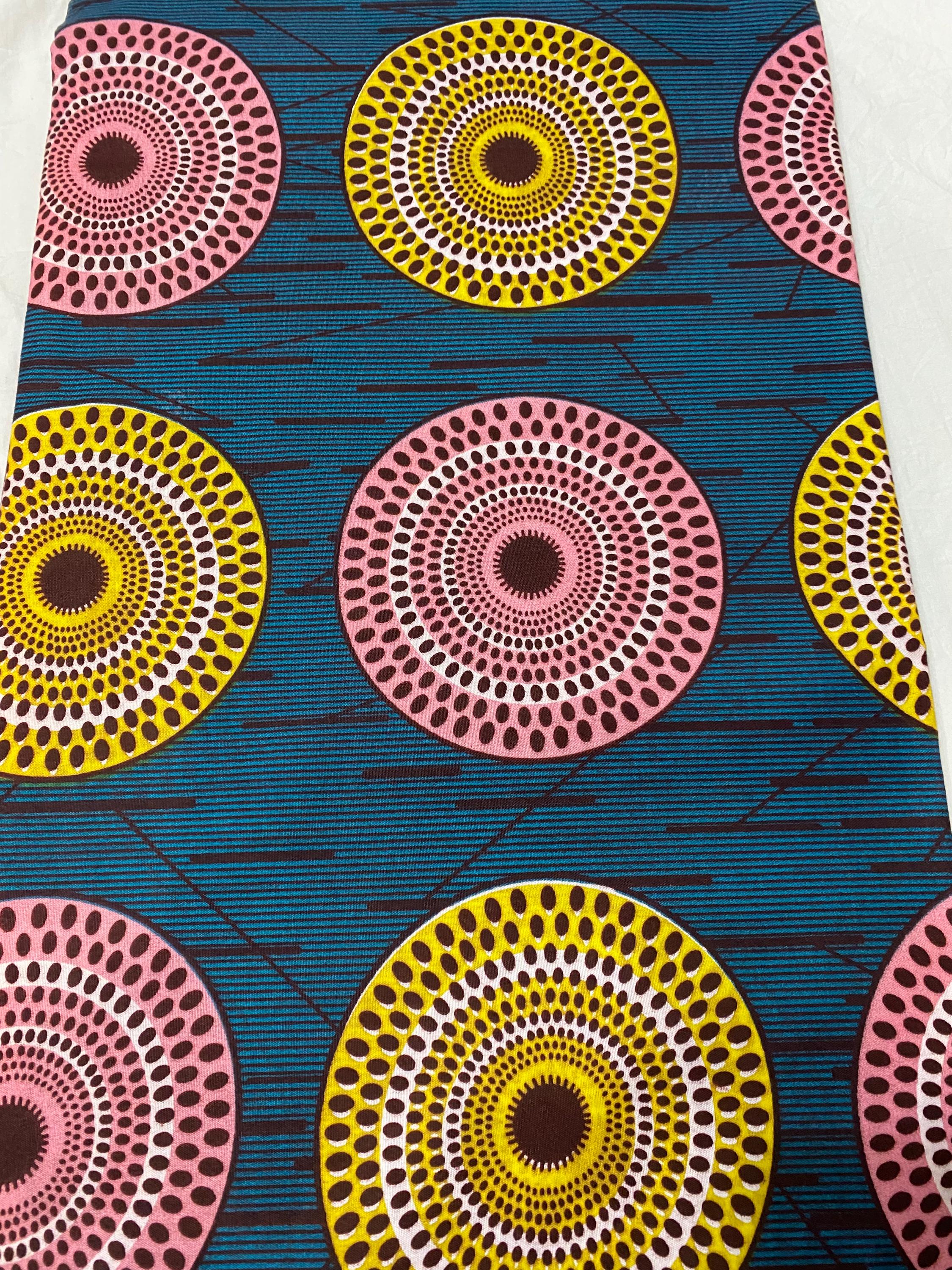 Colorful Ankara Fabric: African Print Polycotton, 6 Yards