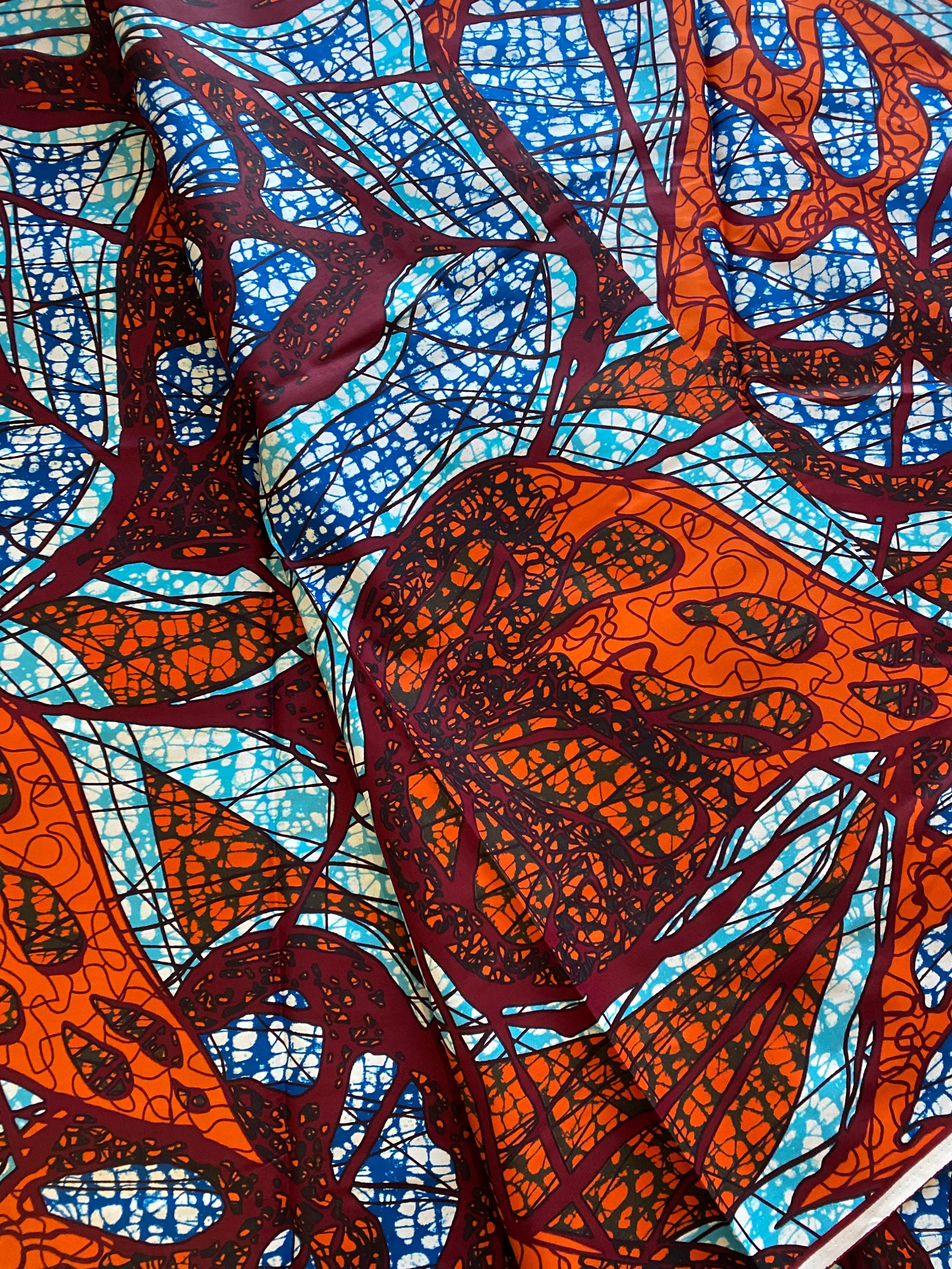 African Wax Print Fabric, 100% Cotton Ankara, 6 Yards