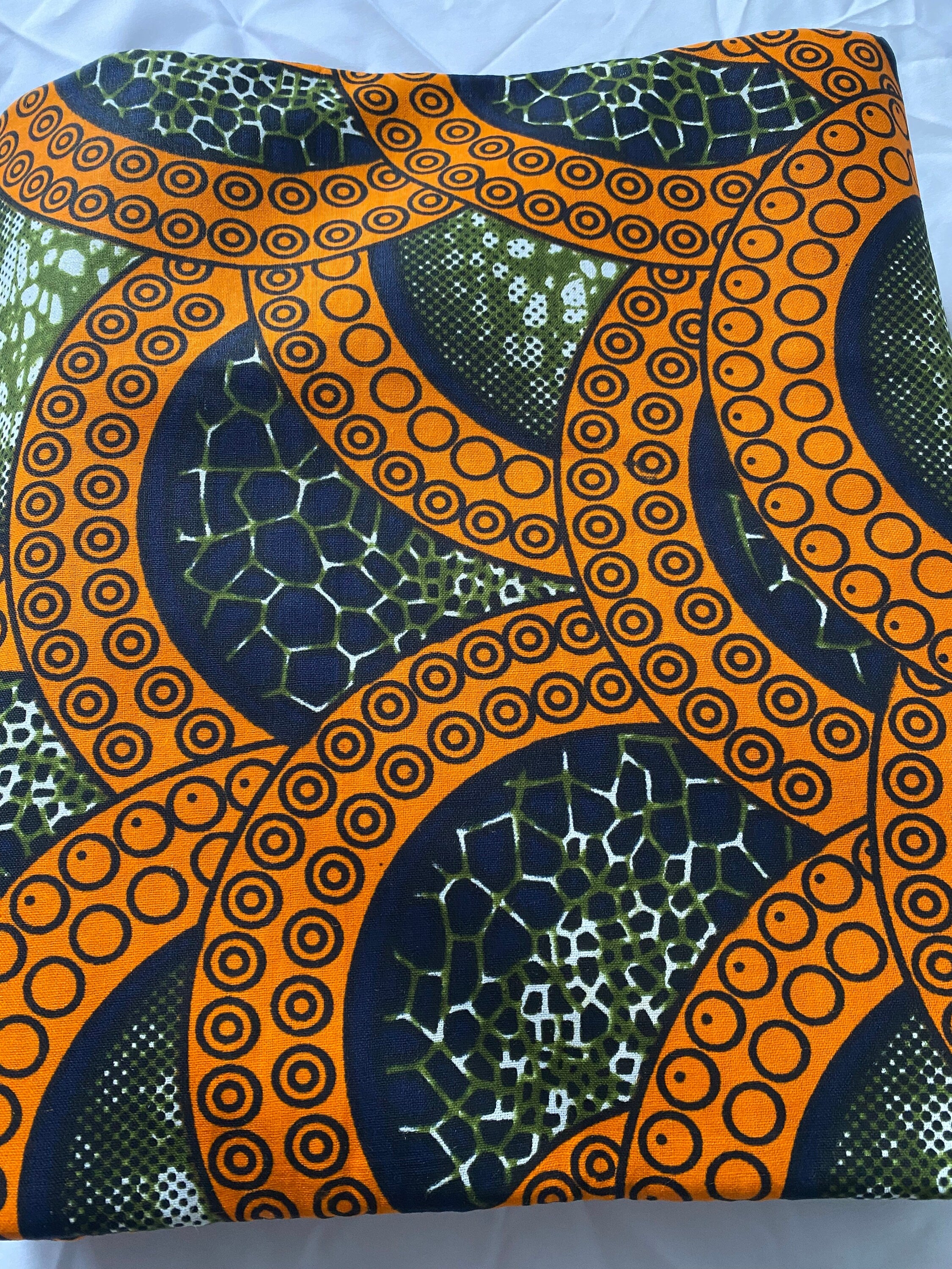 Bold Ankara African Print Fabric: 6 Yards 100% Cotton Wax Print