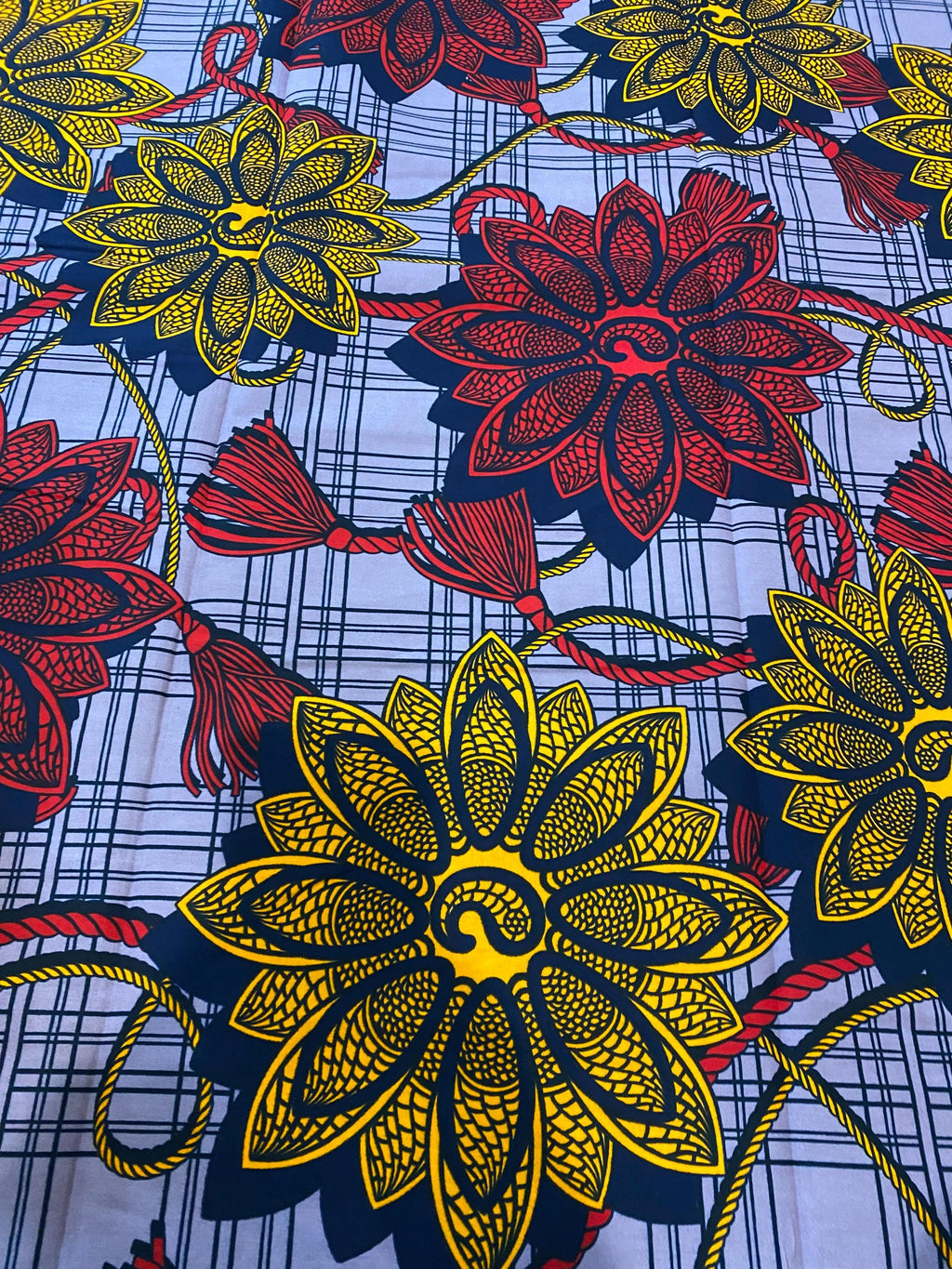 African Wax Print Fabric: Floral Ankara Cotton, 6 Yards