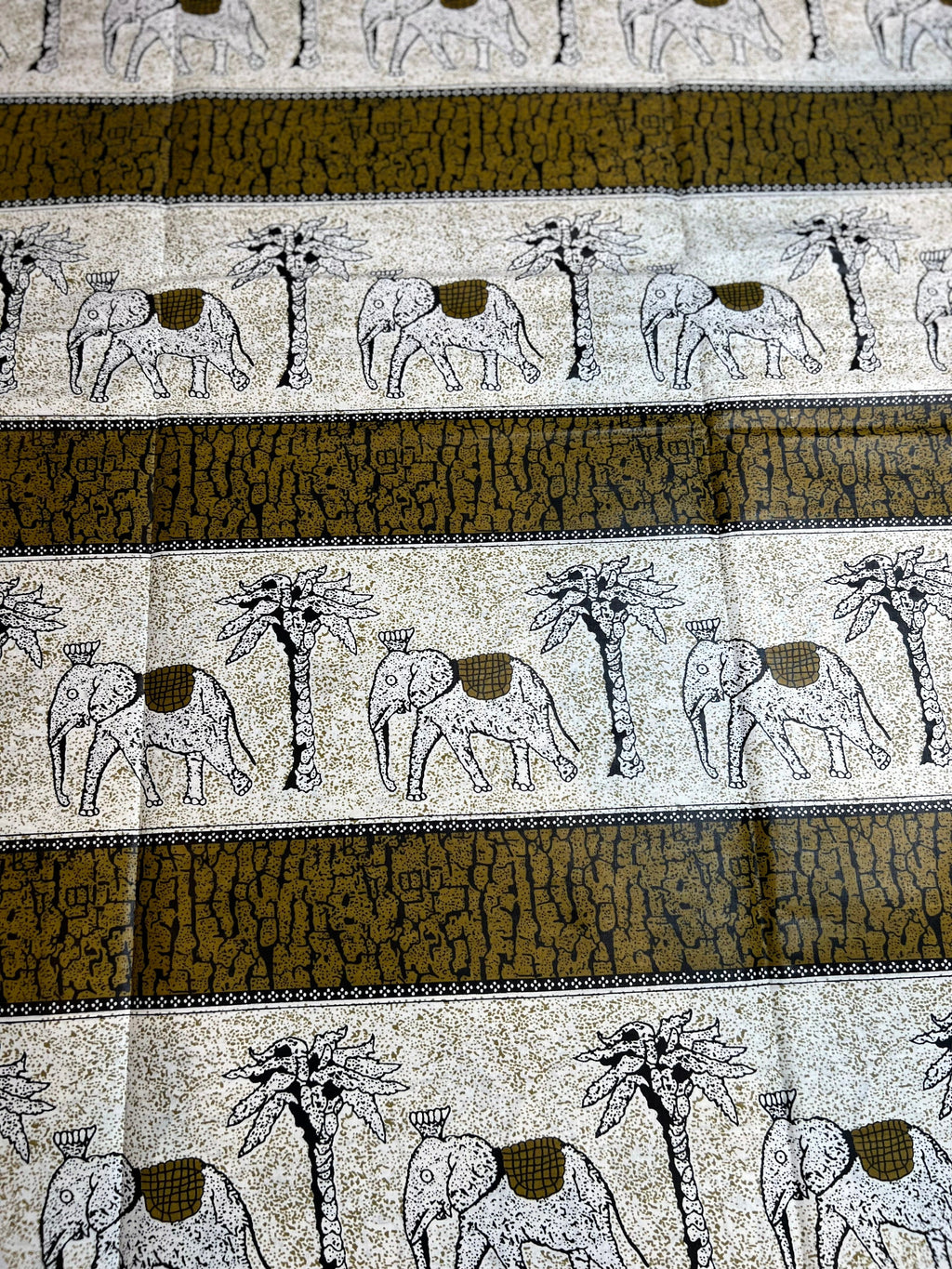 African Ankara Fabric: Tribal Elephant Print, 6 Yards