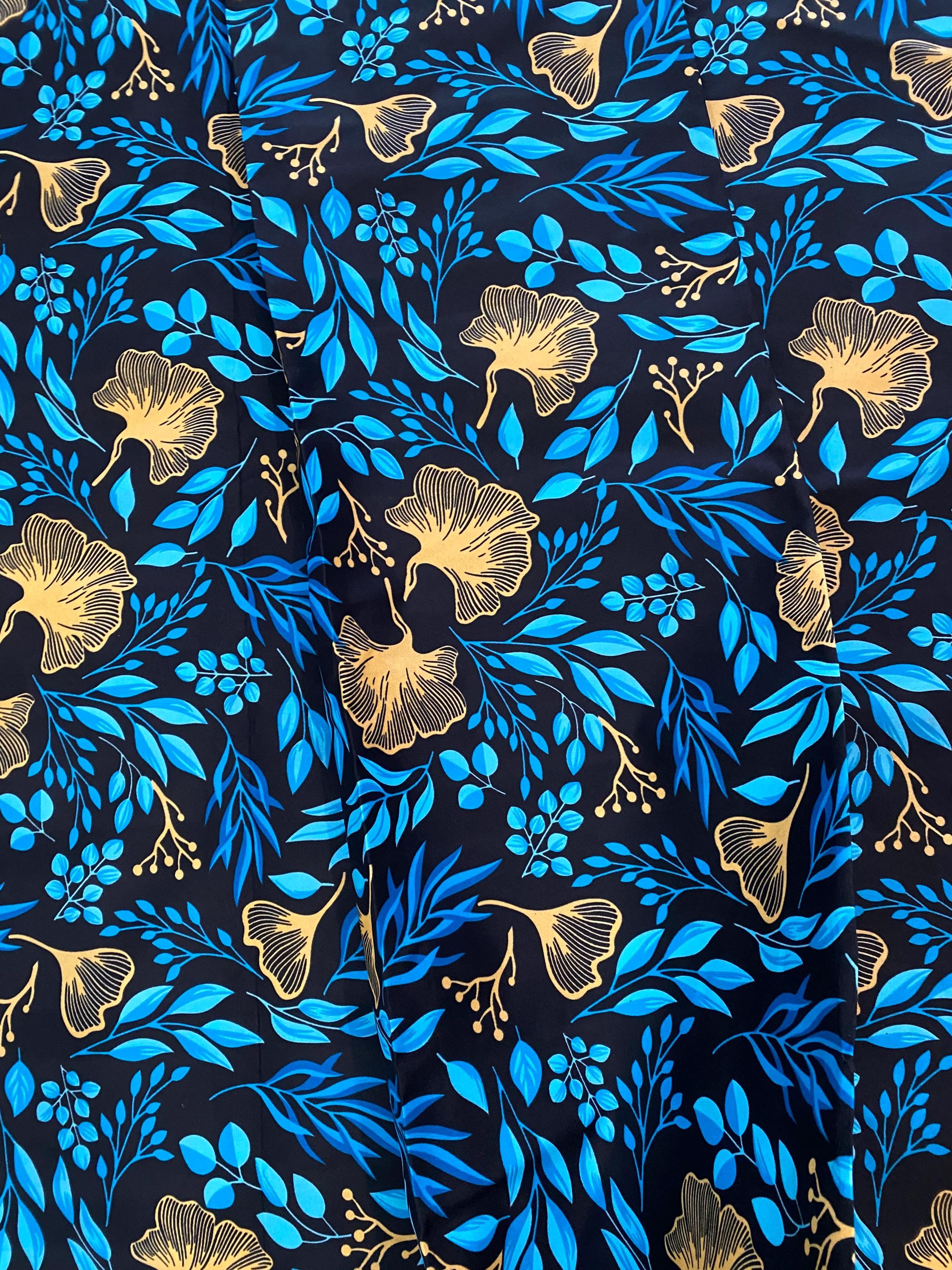 Floral Ankara Fabric, Polycotton African Print, 6 Yards