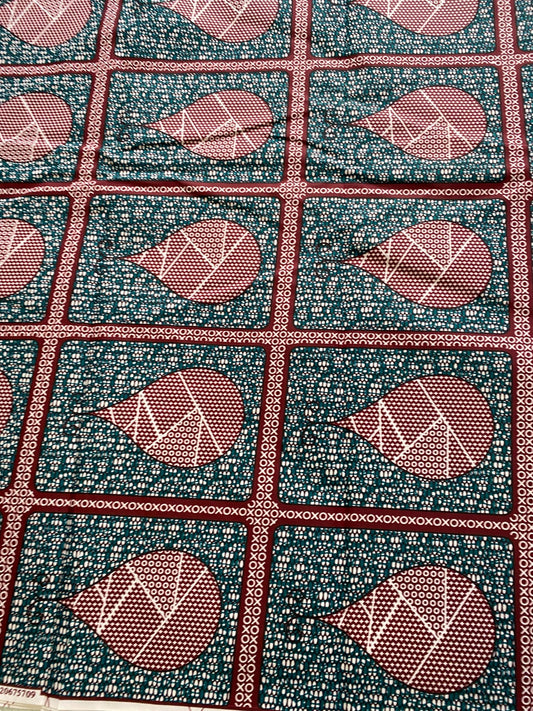 African Ankara Polycotton Fabric: Bold Print, 6 Yards