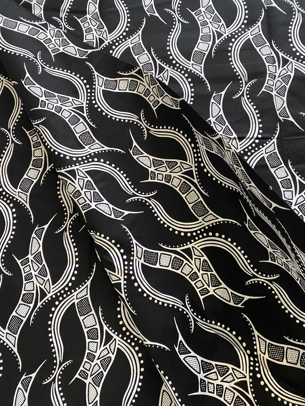 Black & White African Wax Print Fabric – Ankara Cotton, 6 Yards