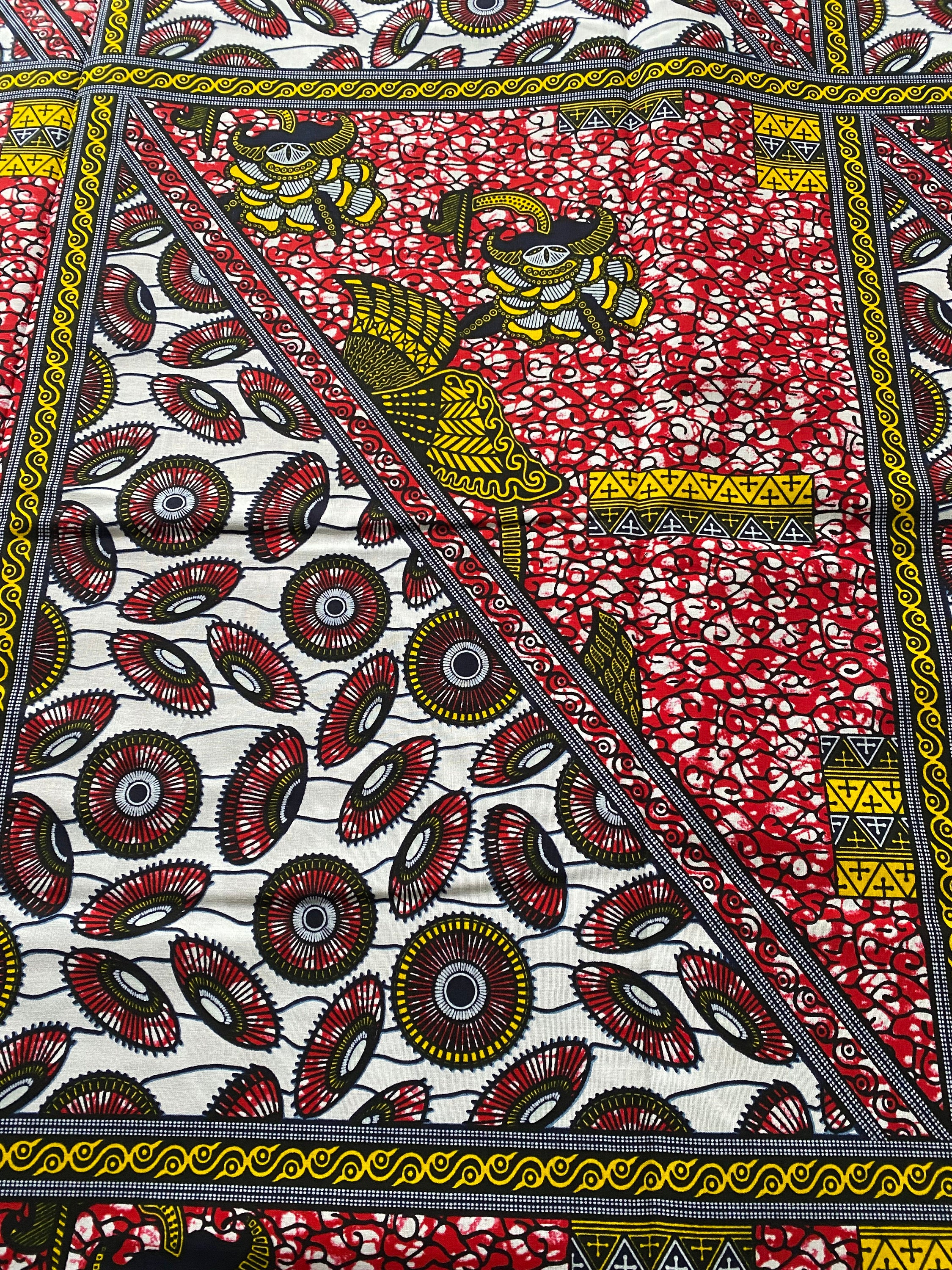 Bold Ankara African Print Fabric: 6 Yards 100% Cotton Wax Print