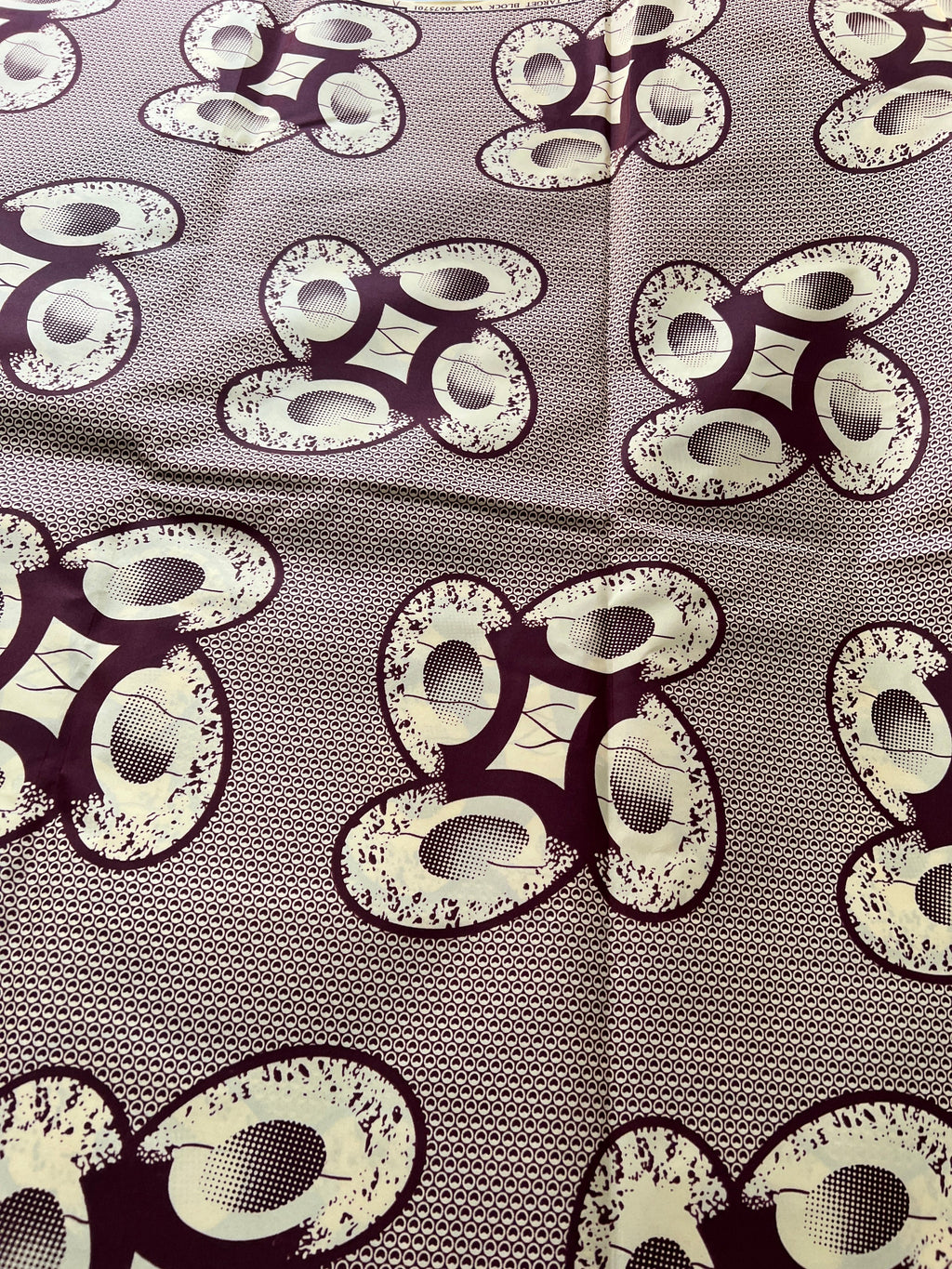 African Wax Print Fabric: Polycotton Leaf Design, 6 Yards
