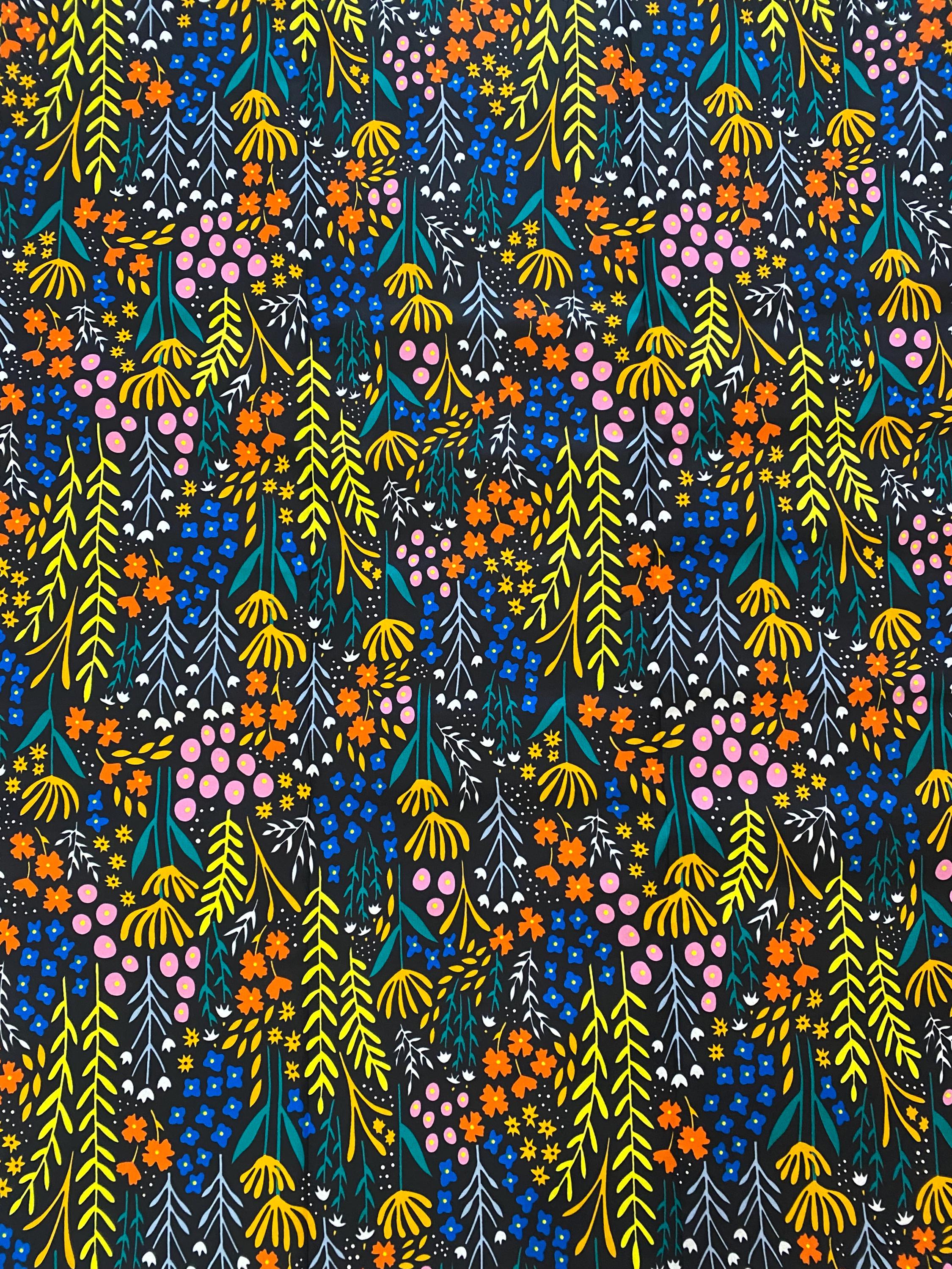 Floral Ankara Fabric, Colorful African Print, 6 Yards