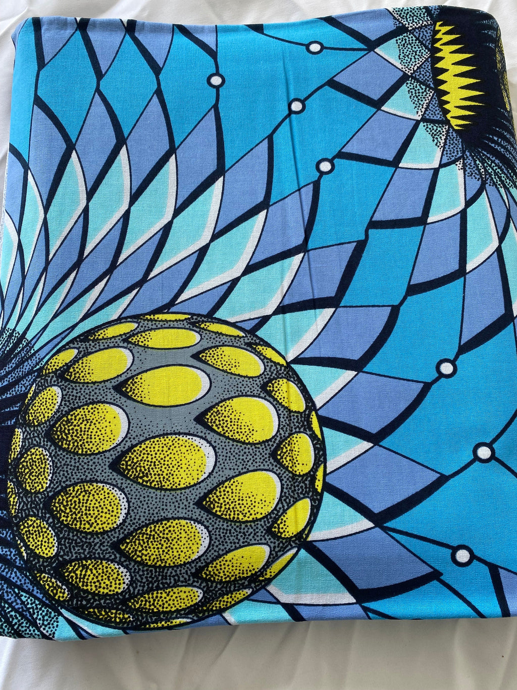 Ankara African Print Fabric: Blue Geometric Wax Cotton (6 Yards)