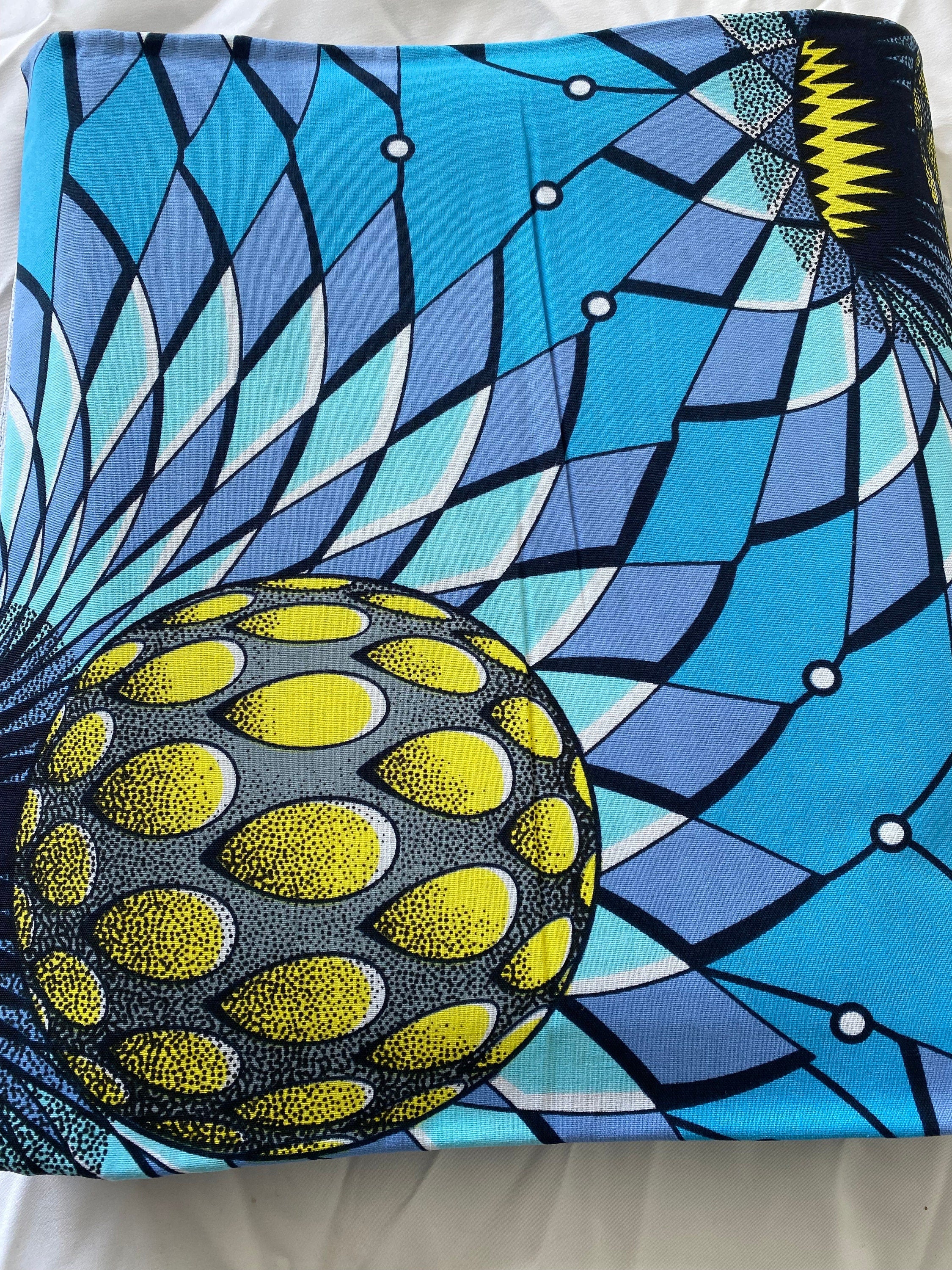 Ankara African Print Fabric: Blue Geometric Wax Cotton (6 Yards)