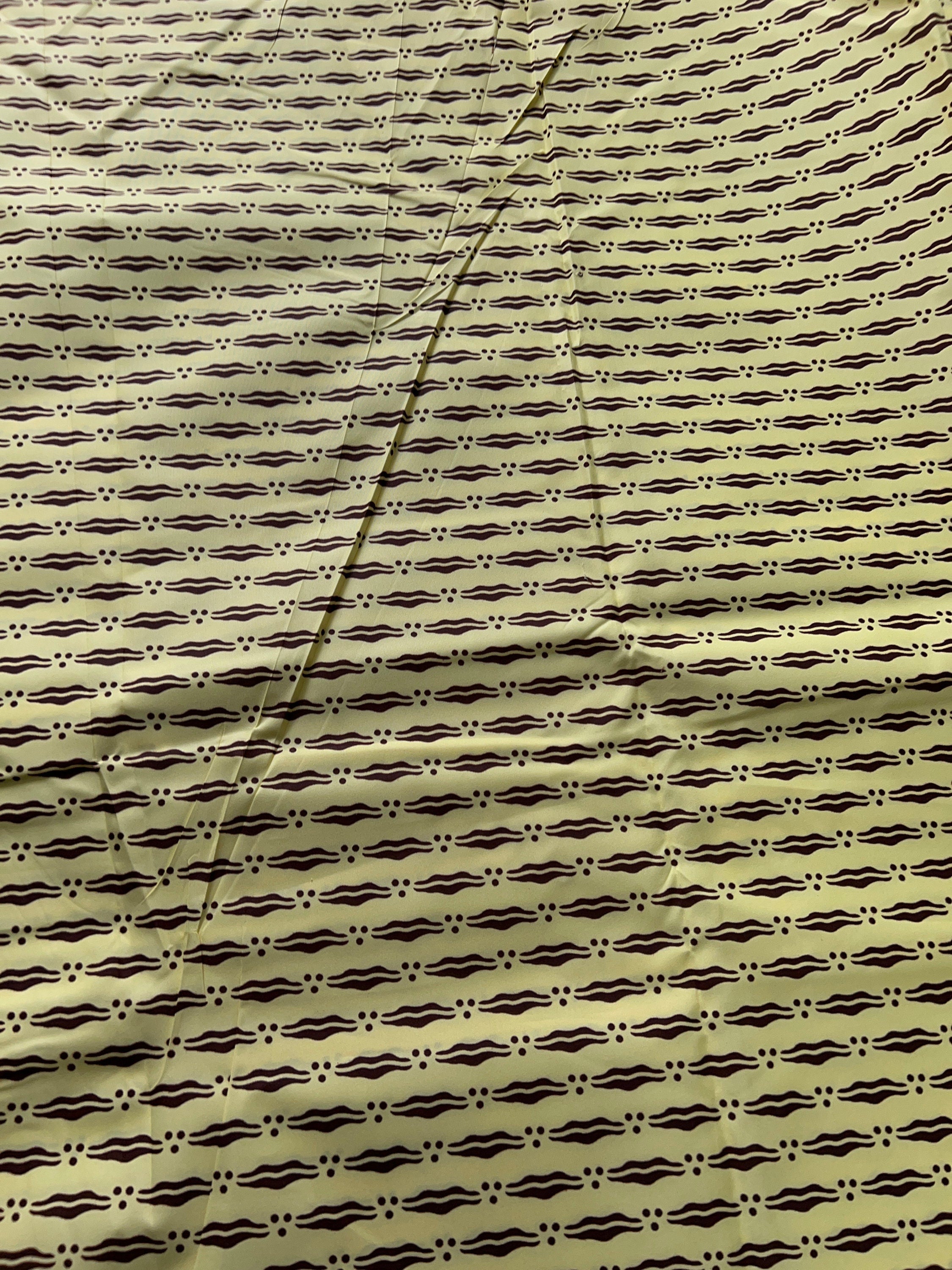 African Wax Print Fabric: Yellow Leaf Design, 6 Yards